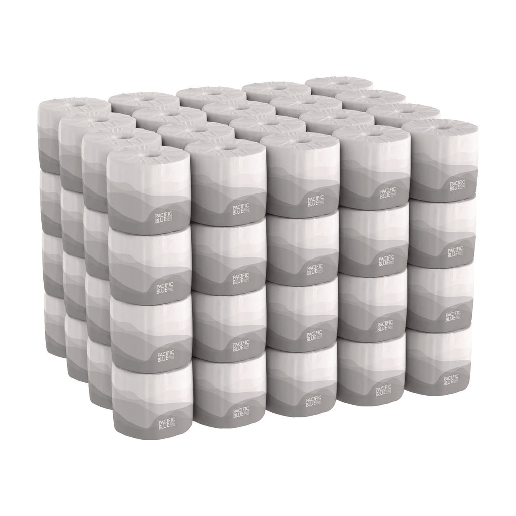 Pacific Blue Basic Bathroom Tissue, Septic Safe, 2-Ply, White, 550 Sheets/Roll, 80 Rolls/Carton
