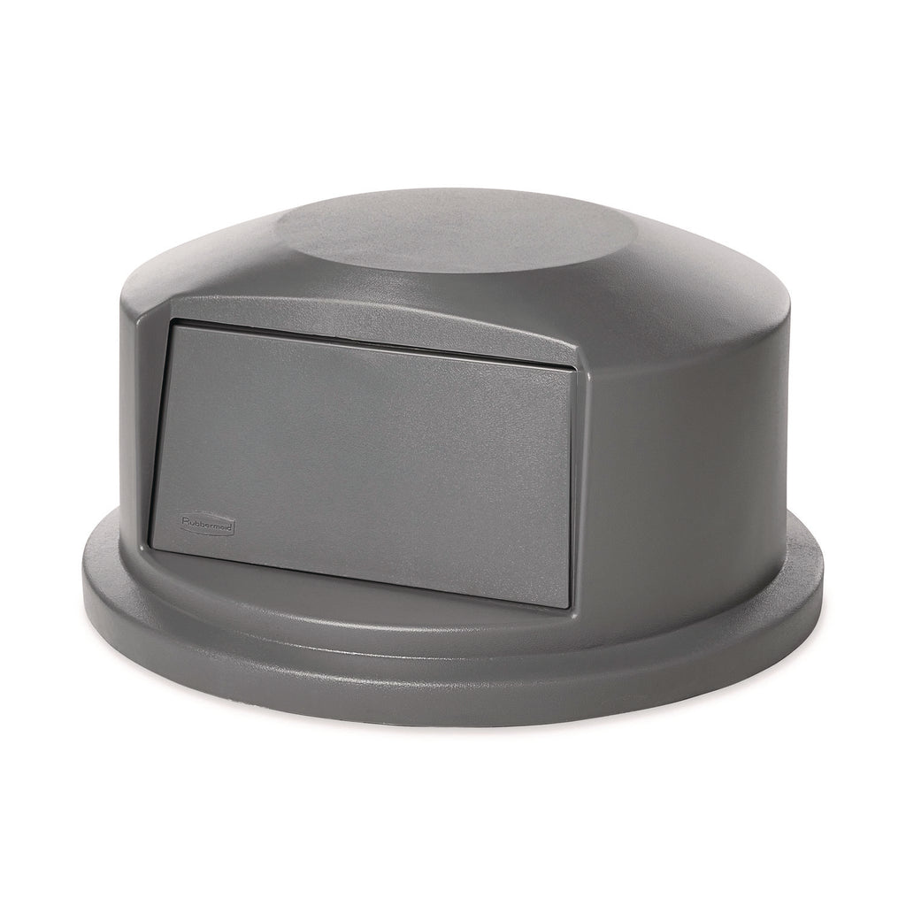 Round Brute Dome Top Receptacle, Push Door, 24 13/16 x 12 5/8, Gray