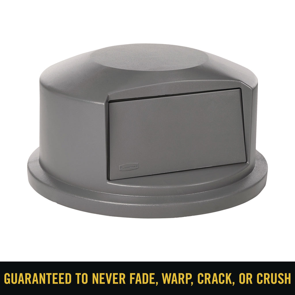 Round Brute Dome Top Receptacle, Push Door, 24 13/16 x 12 5/8, Gray