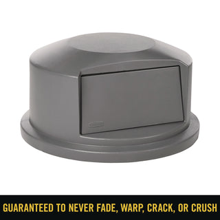 Round Brute Dome Top Receptacle, Push Door, 24 13/16 x 12 5/8, Gray