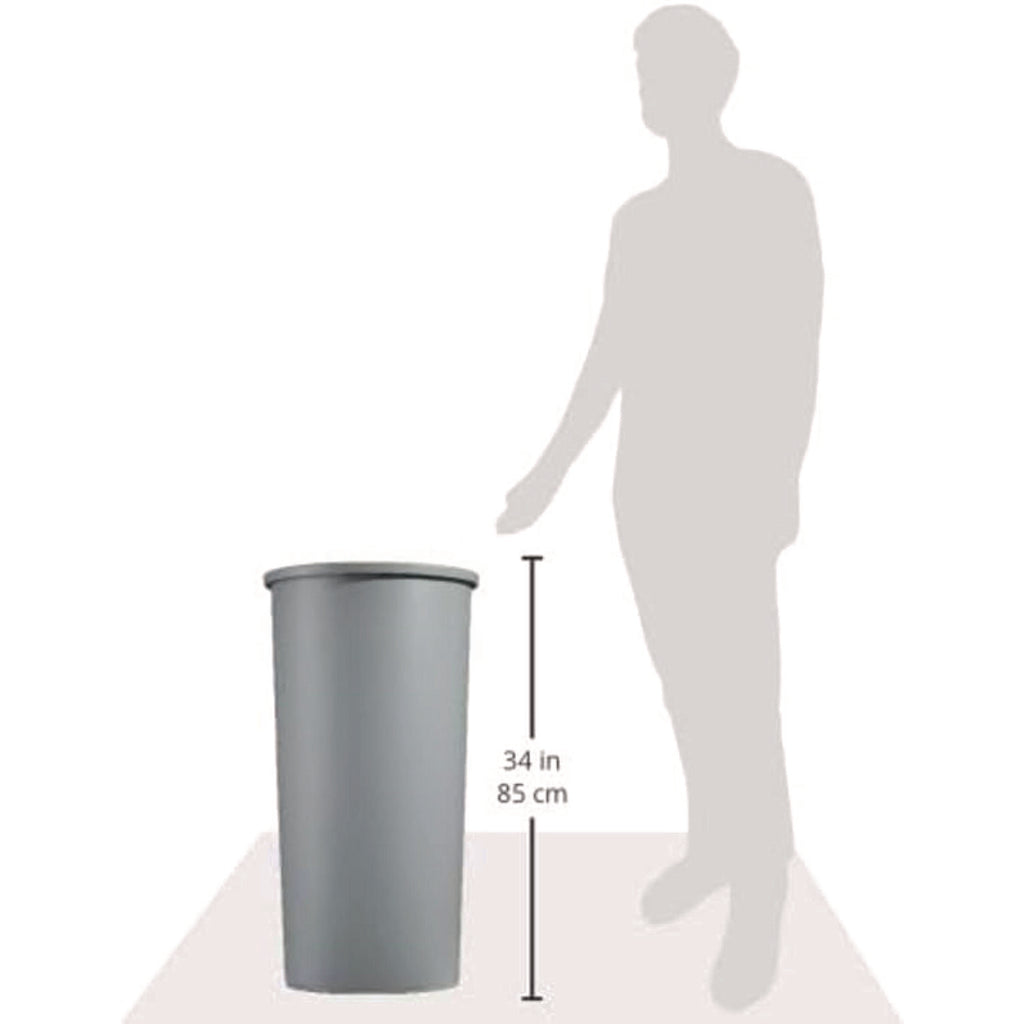 Untouchable Large Plastic Round Waste Receptacle, 22 gal, Plastic, Gray