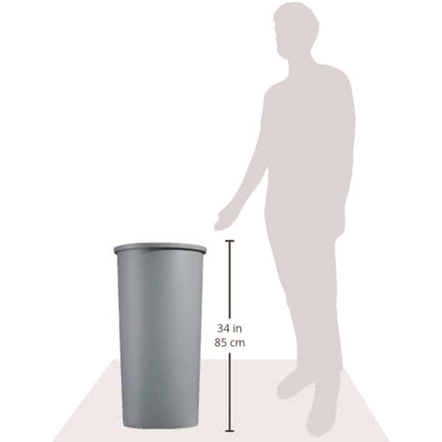 Untouchable Large Plastic Round Waste Receptacle, 22 gal, Plastic, Gray