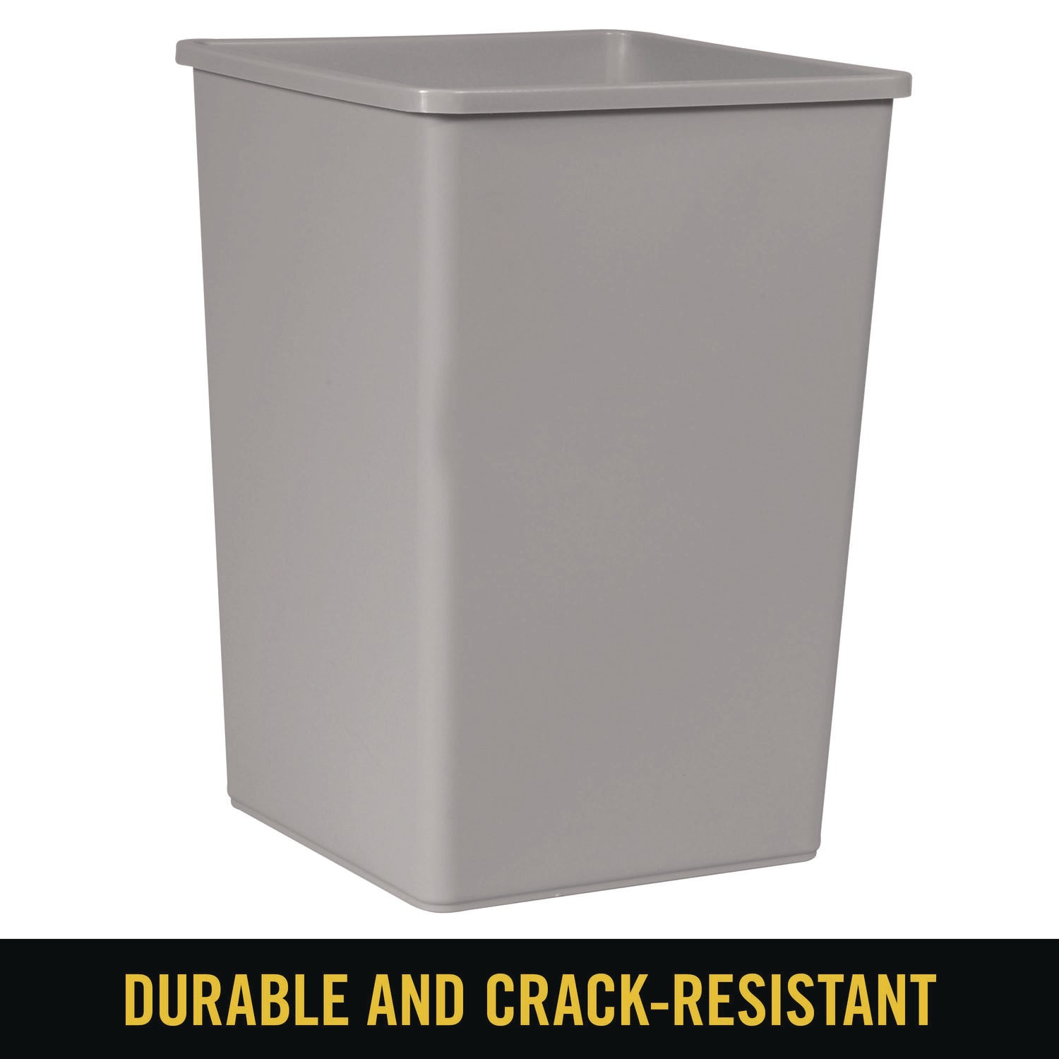 Untouchable Waste Container, Square, Plastic, 35gal, Gray
