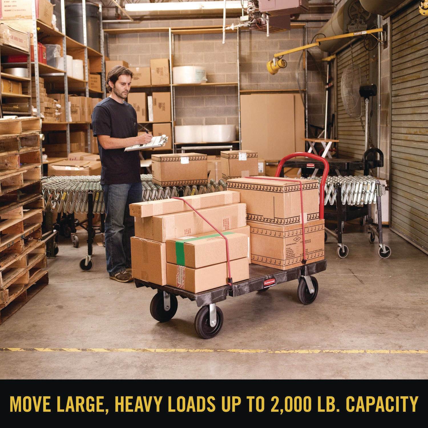 Platform Truck, 2,000 lb Capacity, 24 x 48 x 7, Black