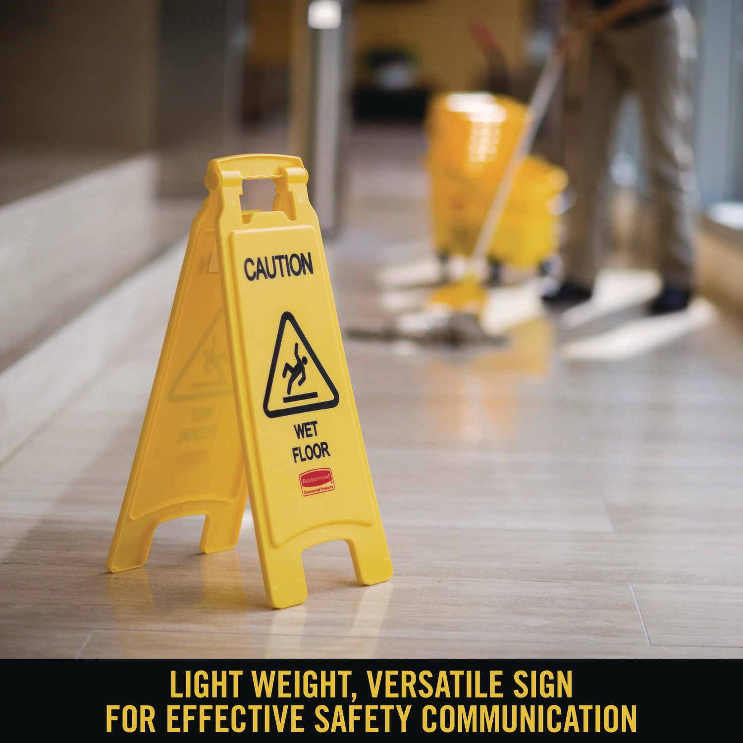 Caution Wet Floor Sign, 11 x 12 x 25, Bright Yellow, 6/Carton