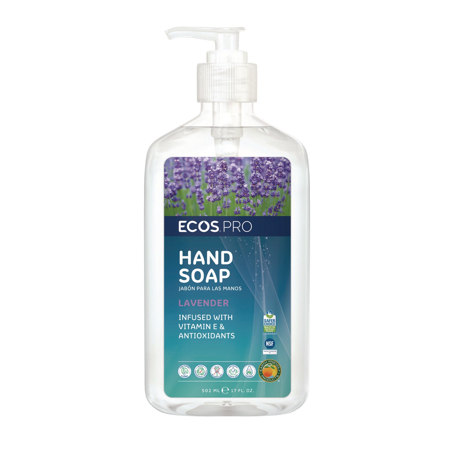 Liquid Hand Soap, Lavender Scent, 17 oz Pump Bottle