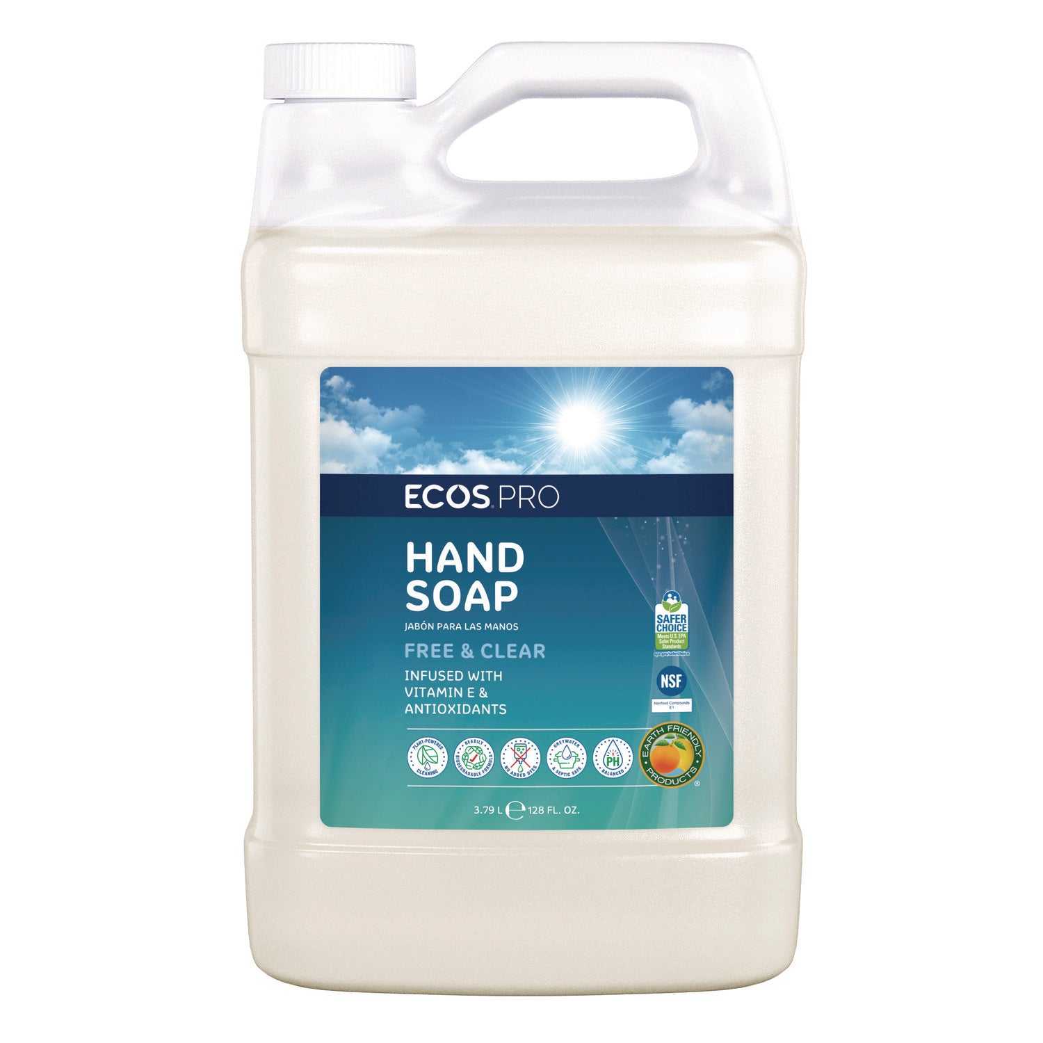 Liquid Hand Soap, Free and Clean Scent, 1 gal Bottle