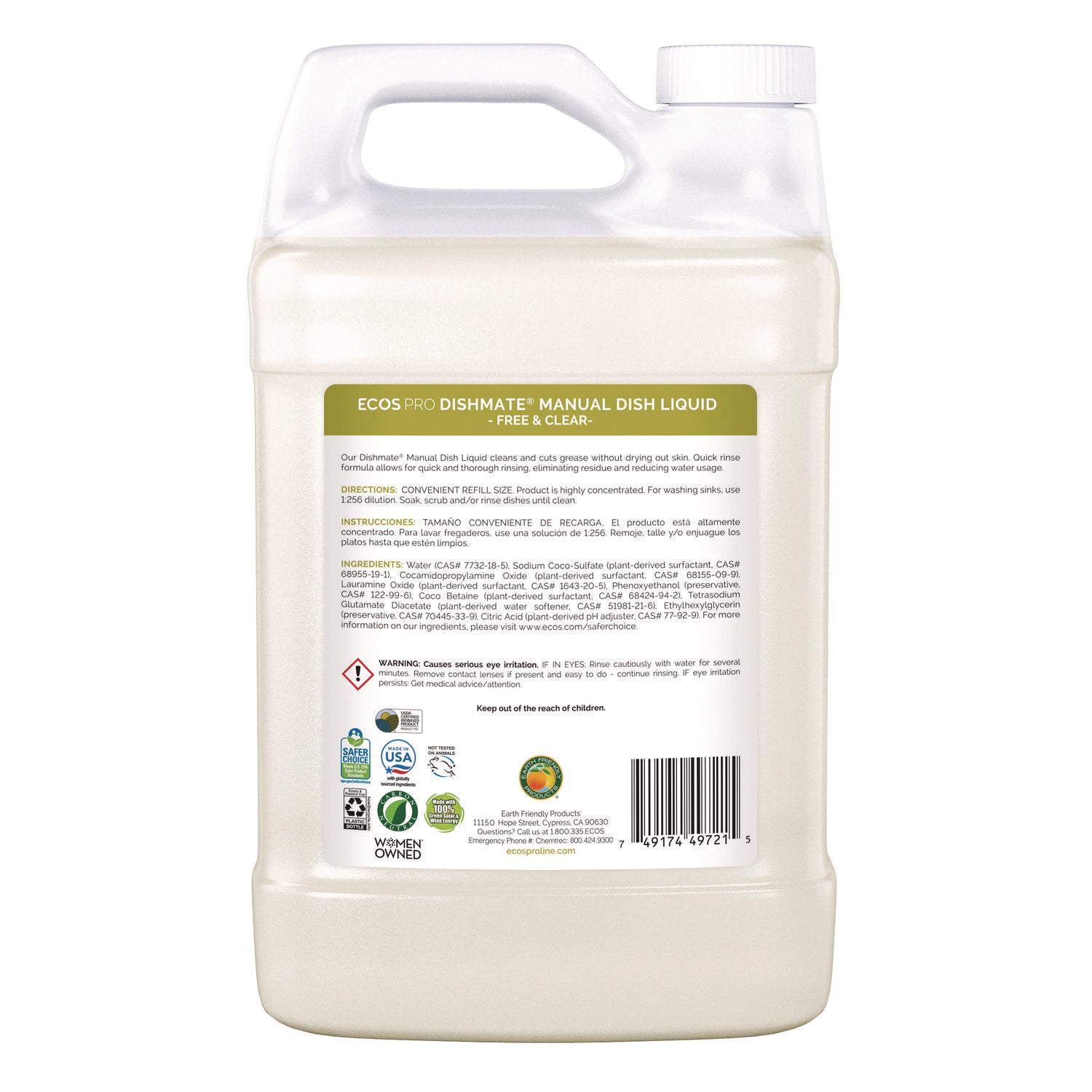 Dishmate Manual Dish Liquid, 128 oz Bottle