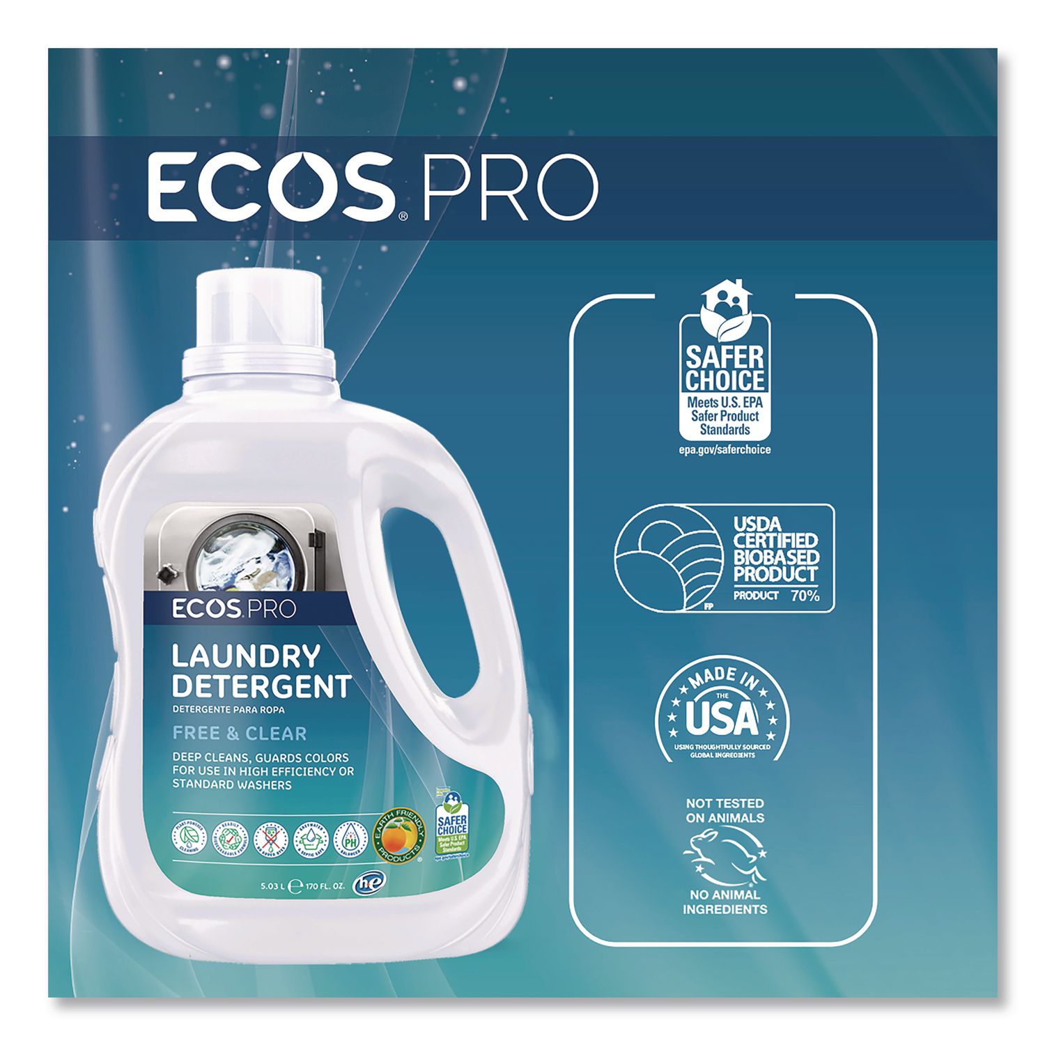 Laundry Detergent Liquid, 170 oz Bottle