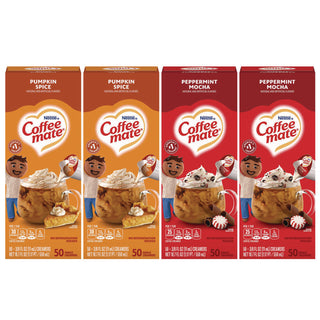 Liquid Coffee Creamer, Peppermint Mocha/Pumpkin Spice, 0.38oz Mini Cups, 50/PK, 4 PK/CT, Ships in 1-3 Business Days