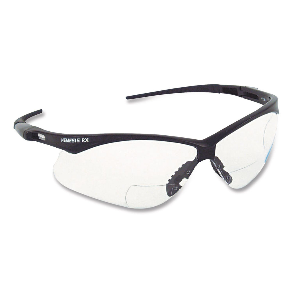 V60 Nemesis Rx Reader Safety Glasses, Black Frame, Clear Lens, +1.5 Diopter Strength