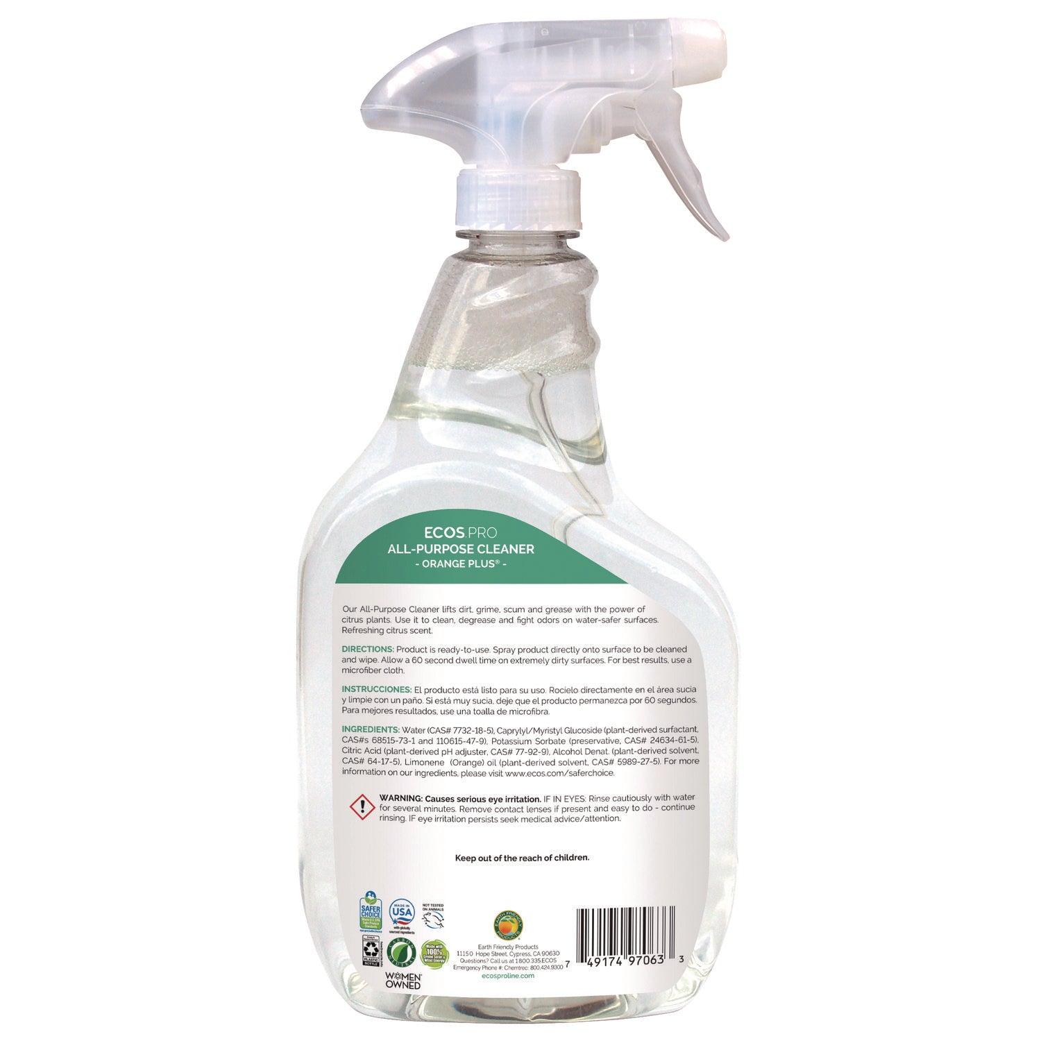 Orange Plus All-Purpose Cleaner and Degreaser, Citrus Scent, 32 oz Spray Bottle