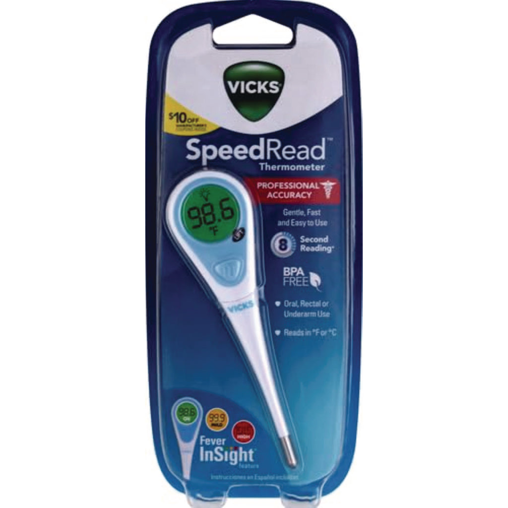 SpeedRead Digital Thermometer with Fever InSight, White/Blue