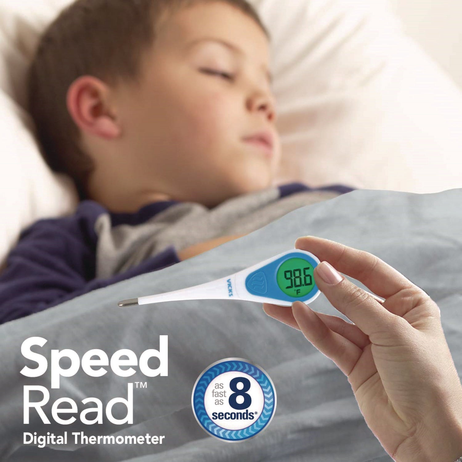 SpeedRead Digital Thermometer with Fever InSight, White/Blue