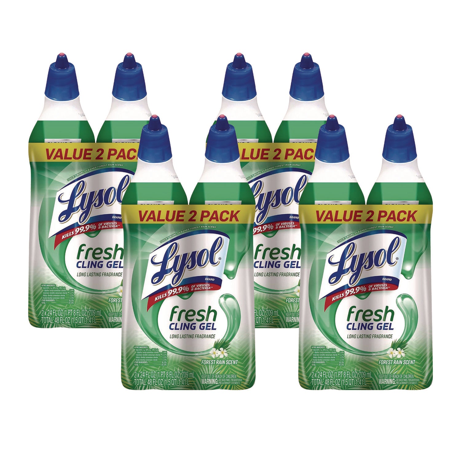 Cling and Fresh Toilet Bowl Cleaner, Forest Rain Scent, 24 oz, 2/Pack