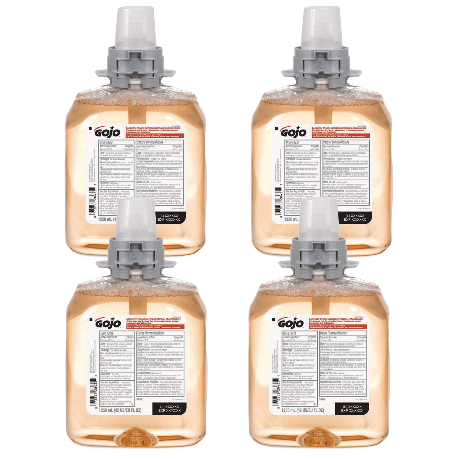 Luxury Foam Antibacterial Handwash, Fresh Fruit, 1,250 mL Refill, 4/Carton