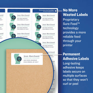 Send and Reply Piggyback Labels, Inkjet/Laser Printers, 1.63 x 4, White, 12/Sheet, 20 Sheets/Pack
