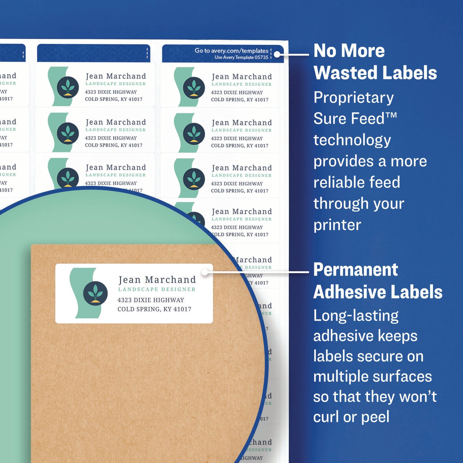 Send and Reply Piggyback Labels, Inkjet/Laser Printers, 1.63 x 4, White, 12/Sheet, 20 Sheets/Pack