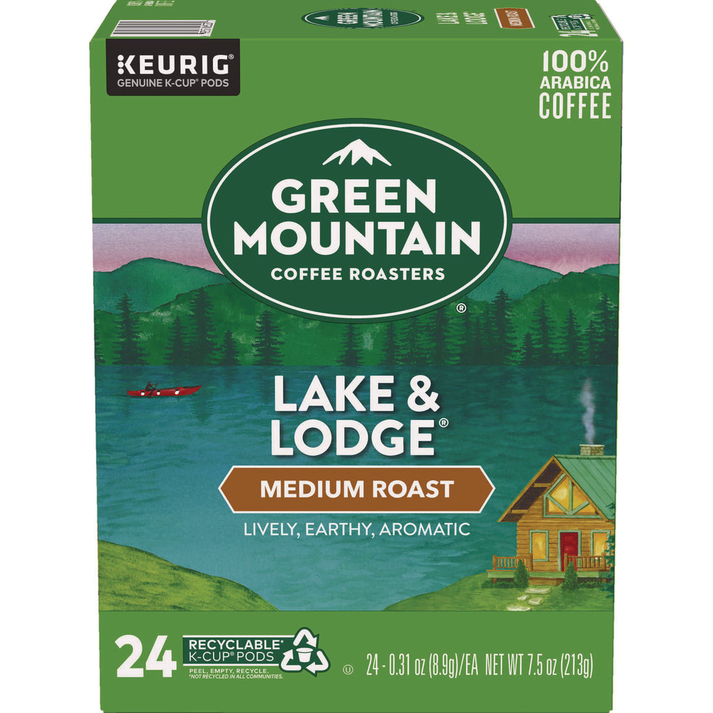 Lake and Lodge Coffee K-Cups, Medium Roast, 24/Box