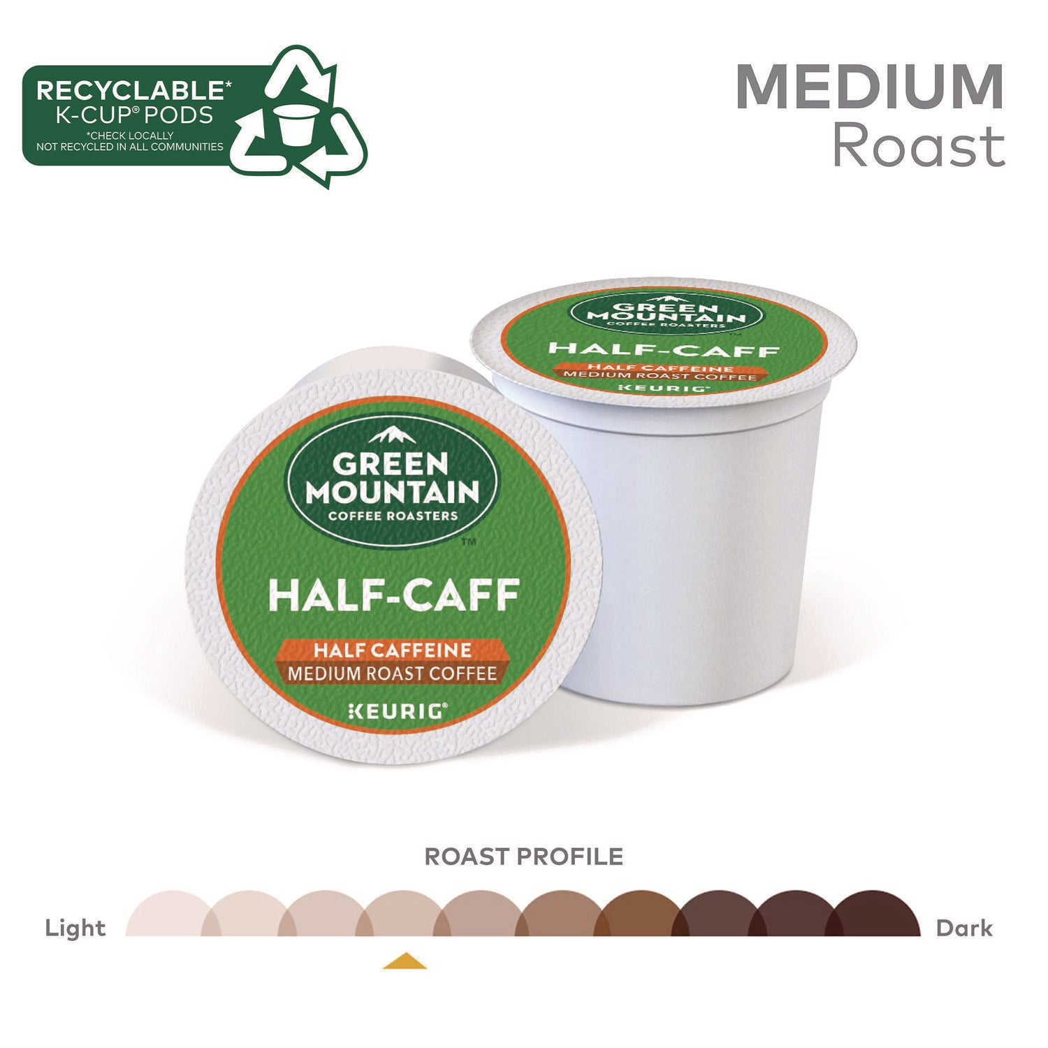 Half-Caff Coffee K-Cups, 24/Box