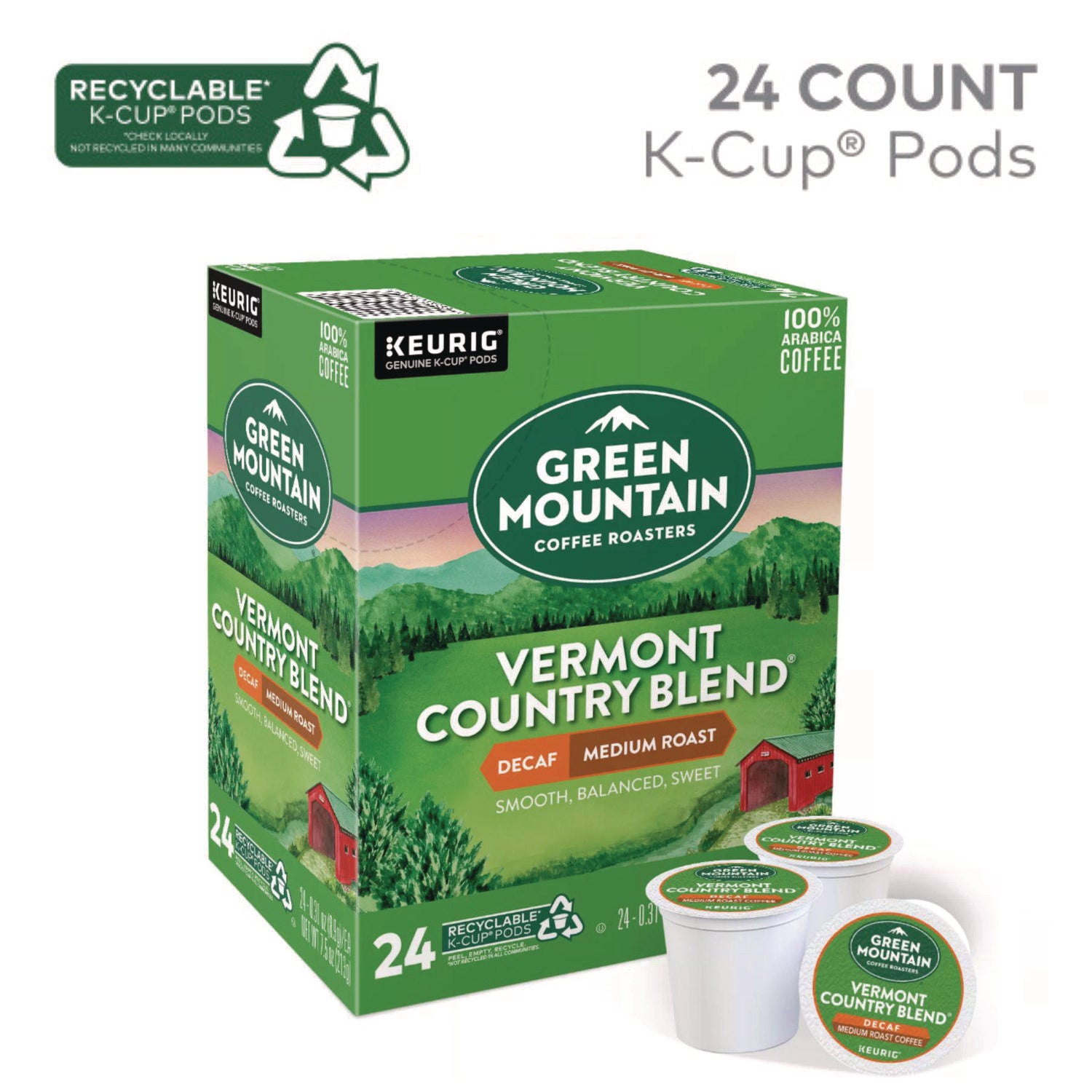 Vermont Country Blend Decaf Coffee K-Cups, 96/Carton