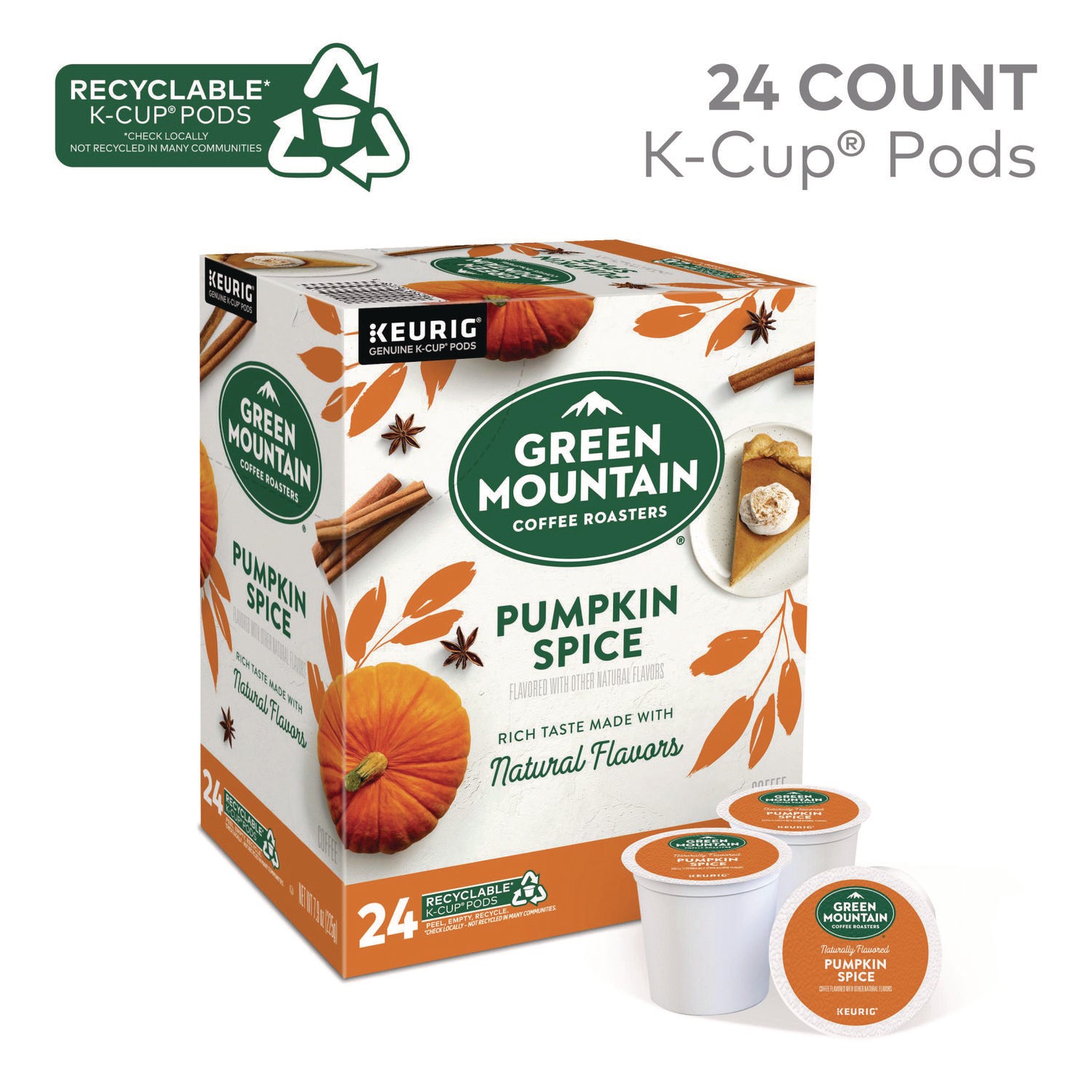 Fair Trade Certified Pumpkin Spice Flavored Coffee K-Cups, 24/Box