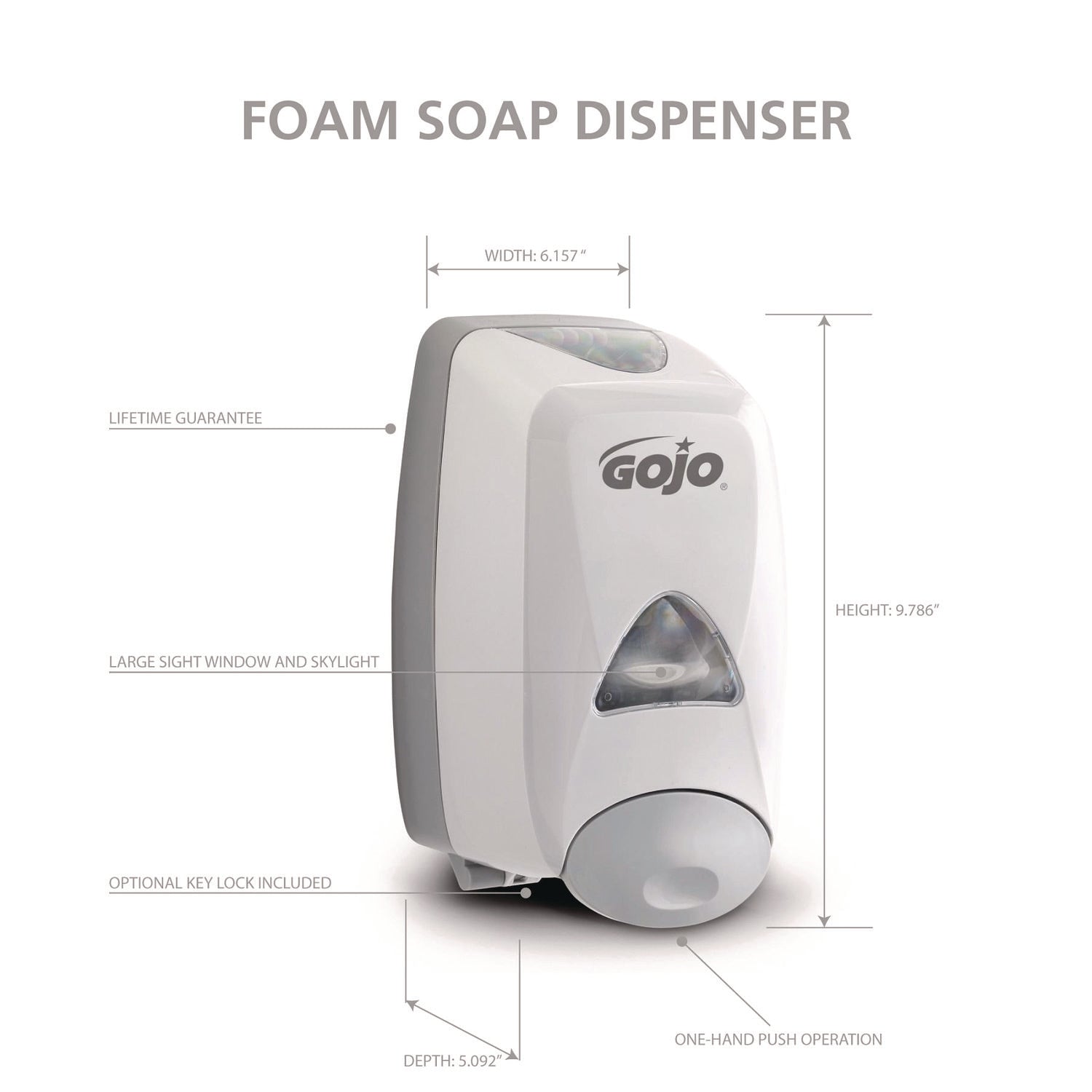 FMX-12 Soap Dispenser, 1,250 mL, 6.12 x 5.13 x 10.5, Gray/White