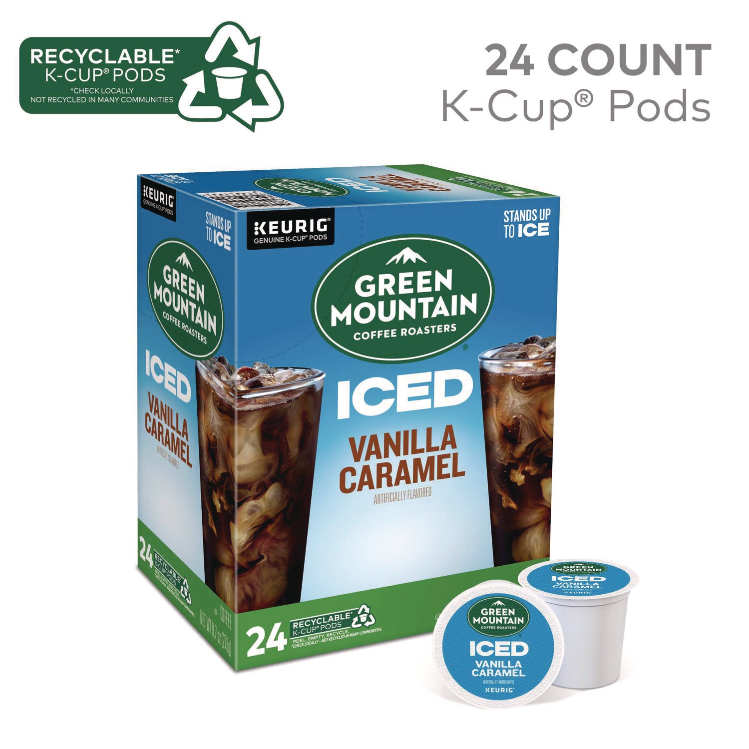 Vanilla Caramel Brew Over Ice Coffee K-Cups, 24/Box