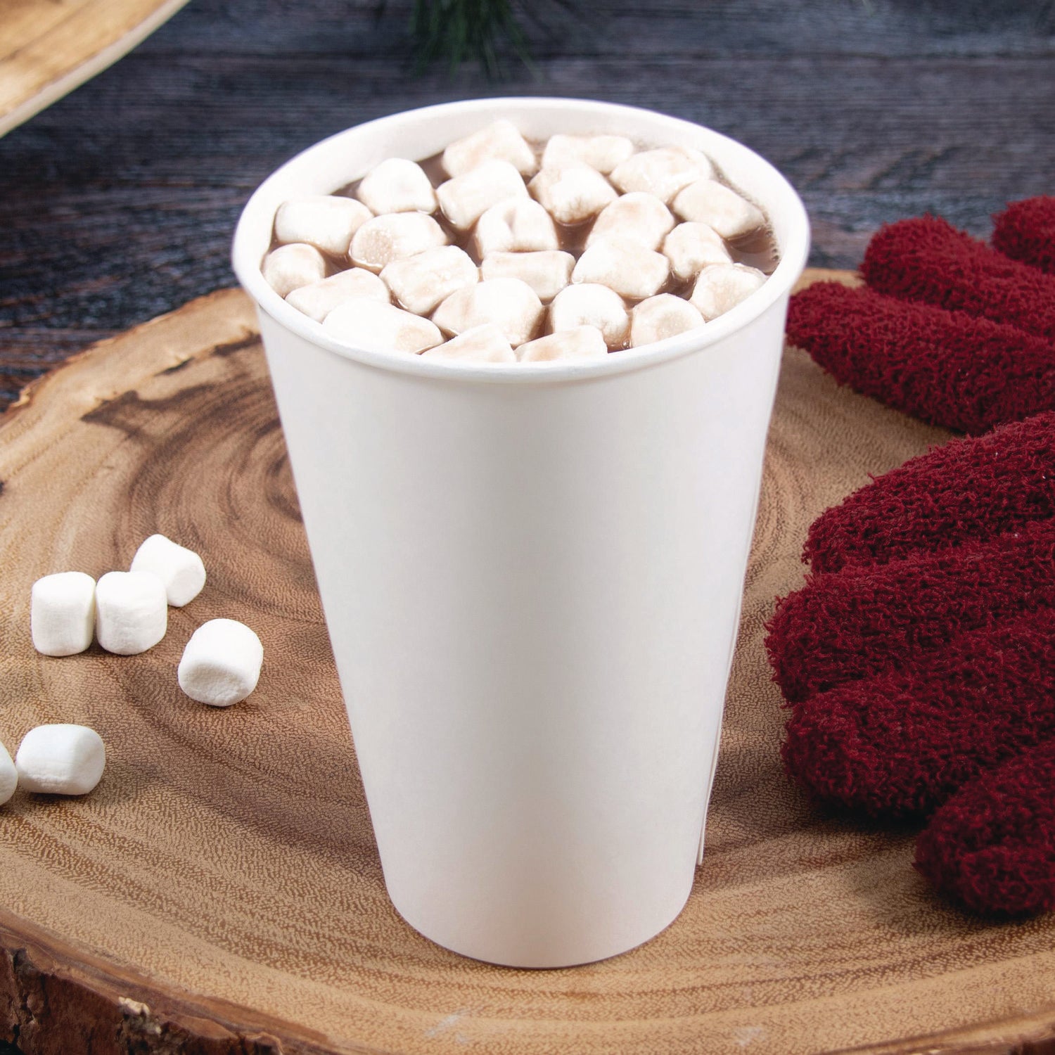 Thermoguard Insulated Paper Hot Cups, 16 oz, White Sustainable Forest Print, 30/Pack