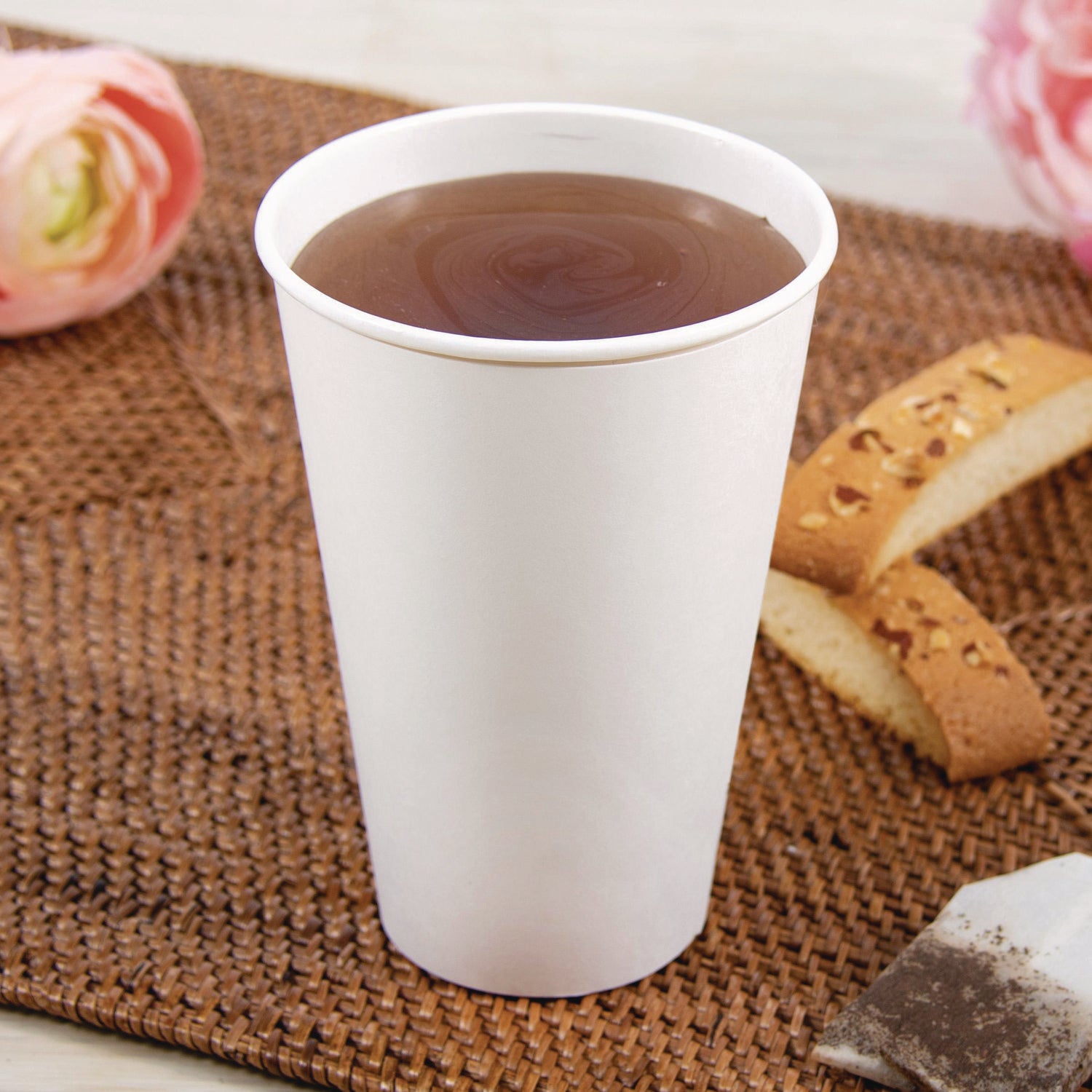 Thermoguard Insulated Paper Hot Cups, 16 oz, White Sustainable Forest Print, 30/Pack