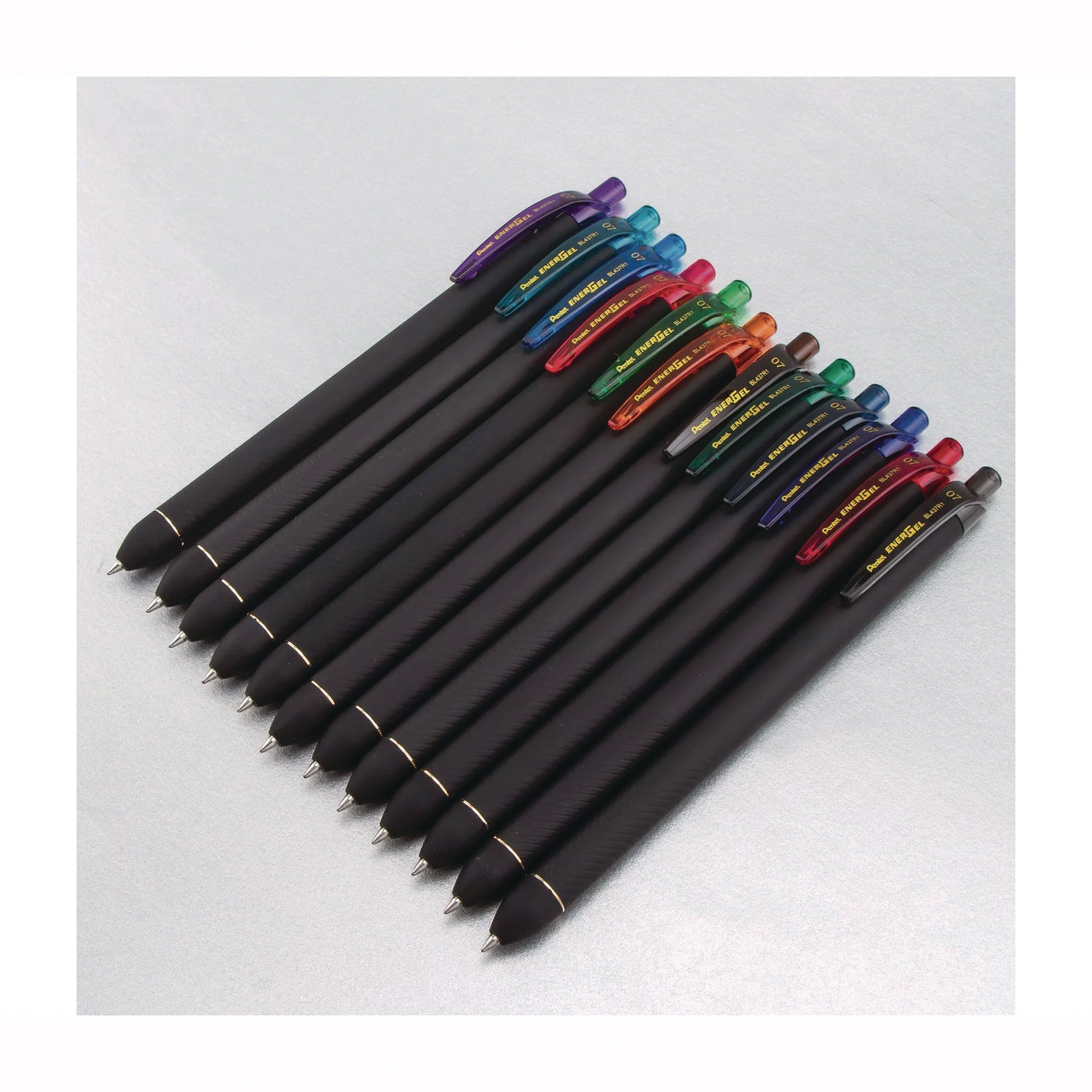 EnerGel Kuro Liquid Gel Retractable Pens - 0.7 mm Pen Point Size - Retractable - Assorted Liquid Gel Ink Ink - Rubberized Barrel - 12 / Pack