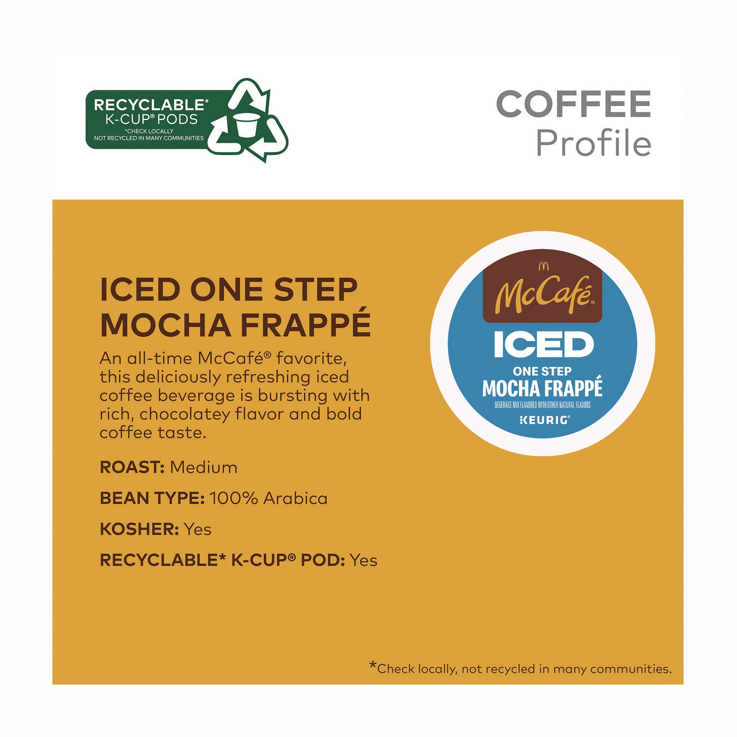 McCafe K-Cup Iced One-Step Mocha Frappe - Compatible with Keurig Brewer - Medium - 24 / Box