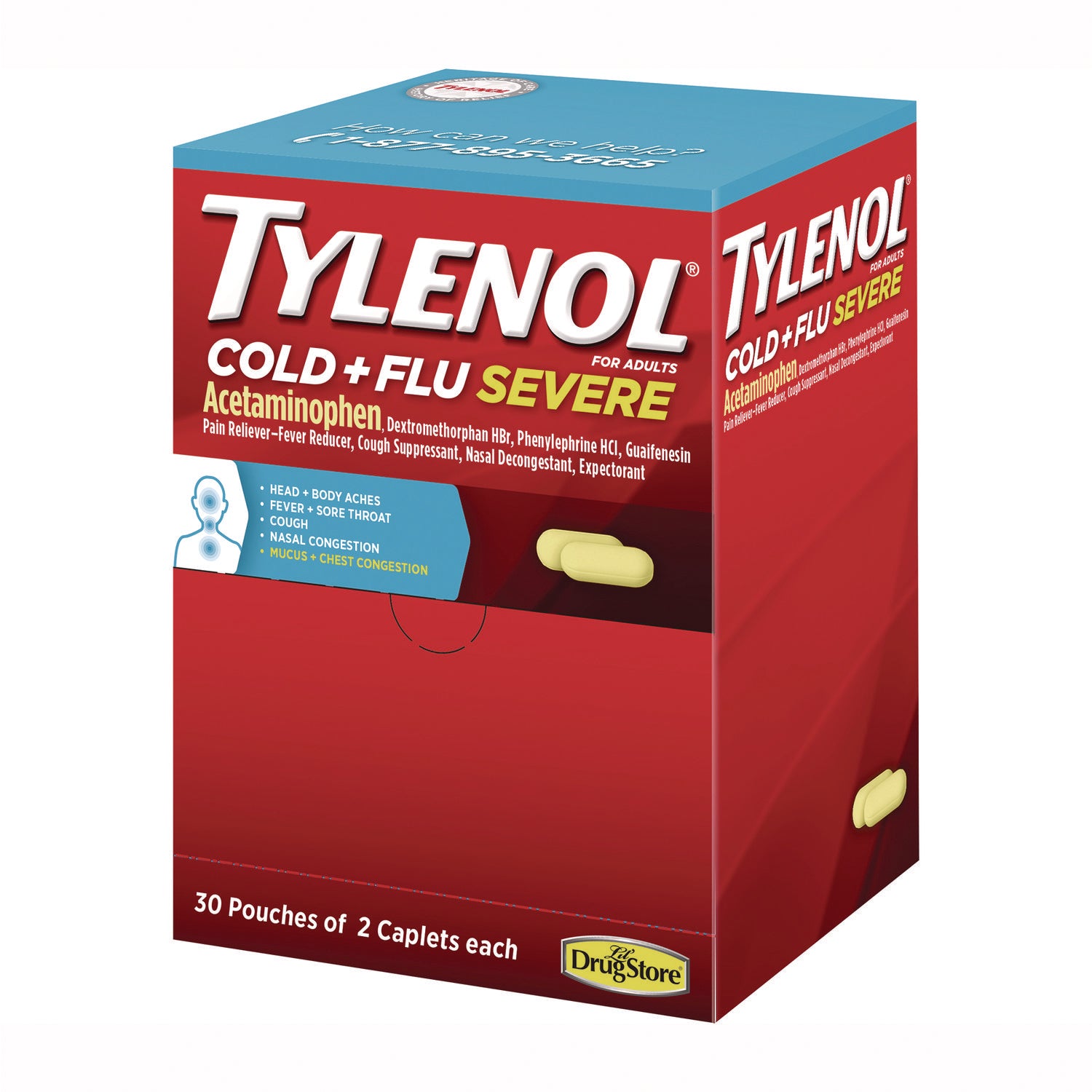 Tylenol Cold & Flu Severe Single-Dose Packets - For Tylenol Cold, Flu, Fever, Body Ache, Pain, Headache, Sore Throat, Nasal Congestion, Cough - 30 / BoxPacket