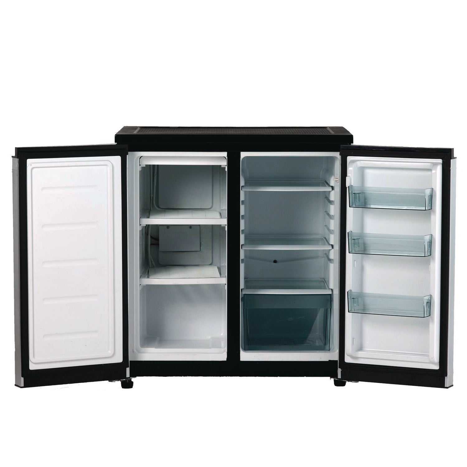5.5 CF Side by Side Refrigerator/Freezer, Black/Stainless Steel