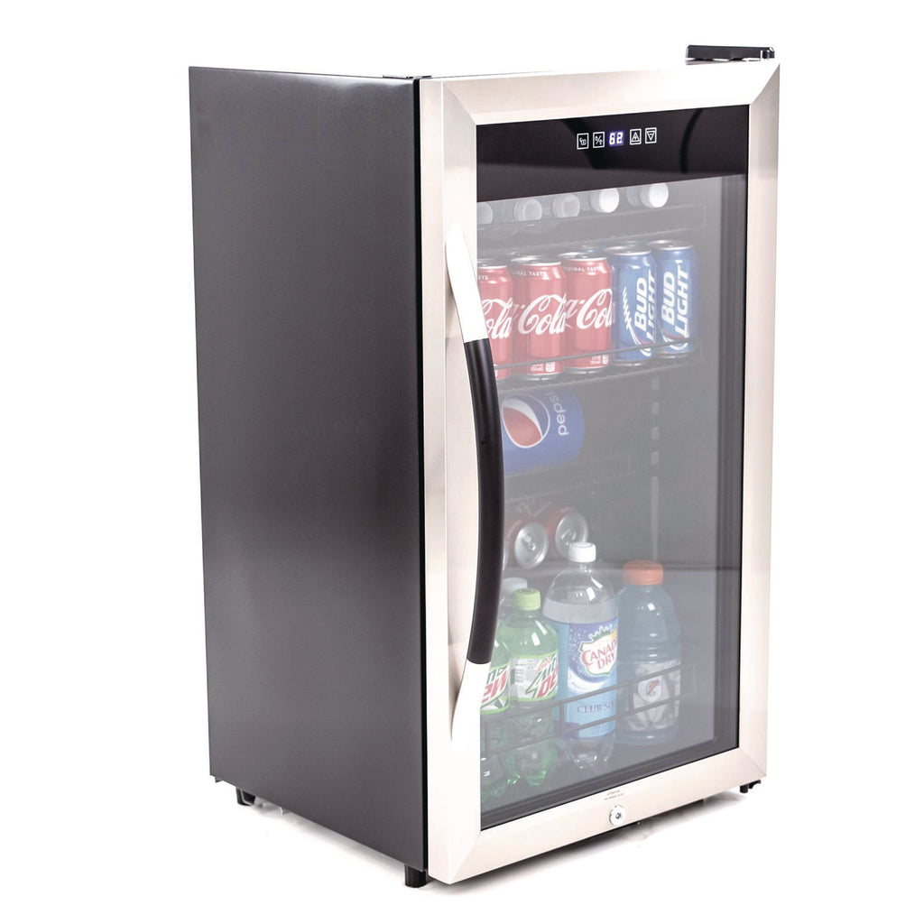 3 Cu. Ft. Refrigerator/Beverage Cooler, 18.75 x 19.5 x 33.75, Black/Stainless Steel Framed Glass Door