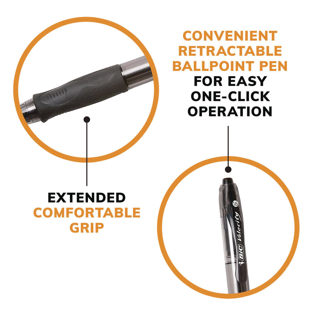 GLIDE Bold Ballpoint Pen, Retractable, Bold 1.6 mm, Black Ink, Smoke Barrel, Dozen