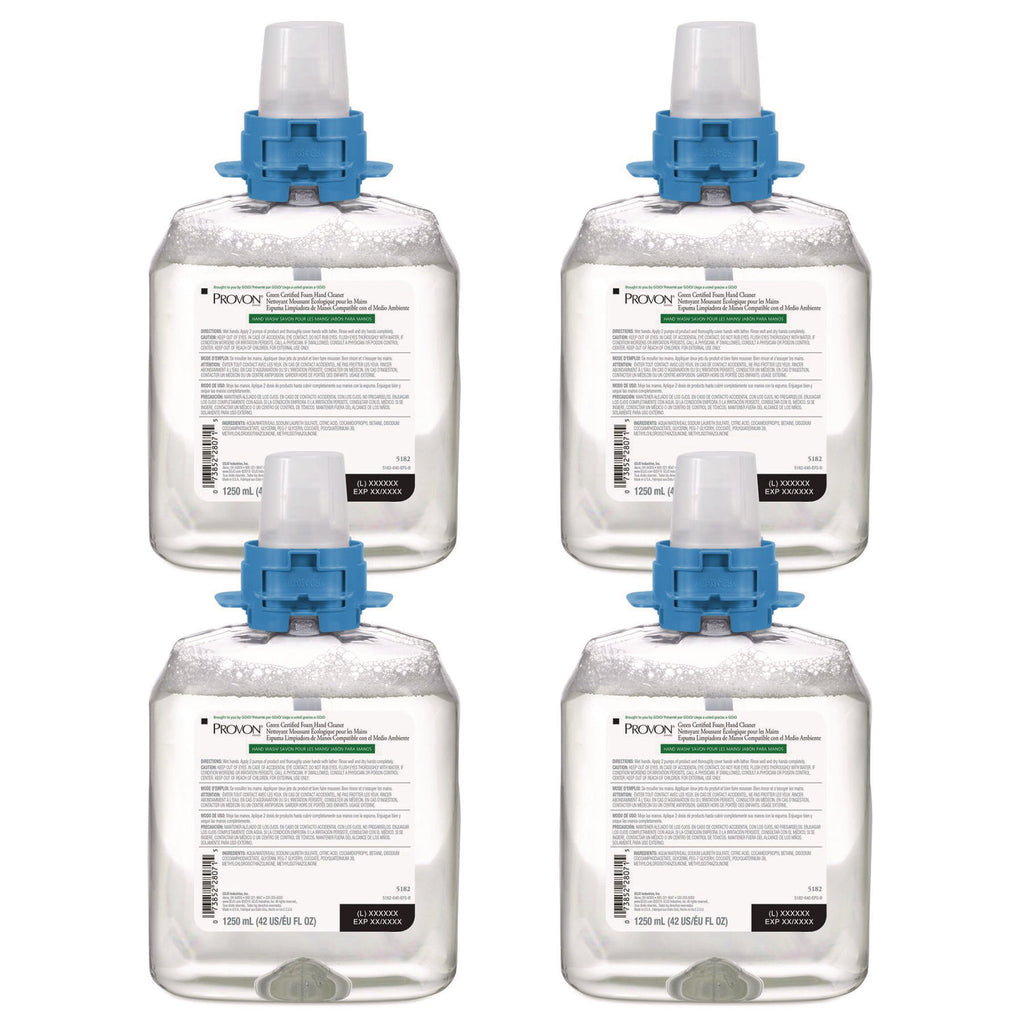 Green Certified Foam Hand Cleaner, Fragrance-Free, 1,250 mL Refill, 4/Carton