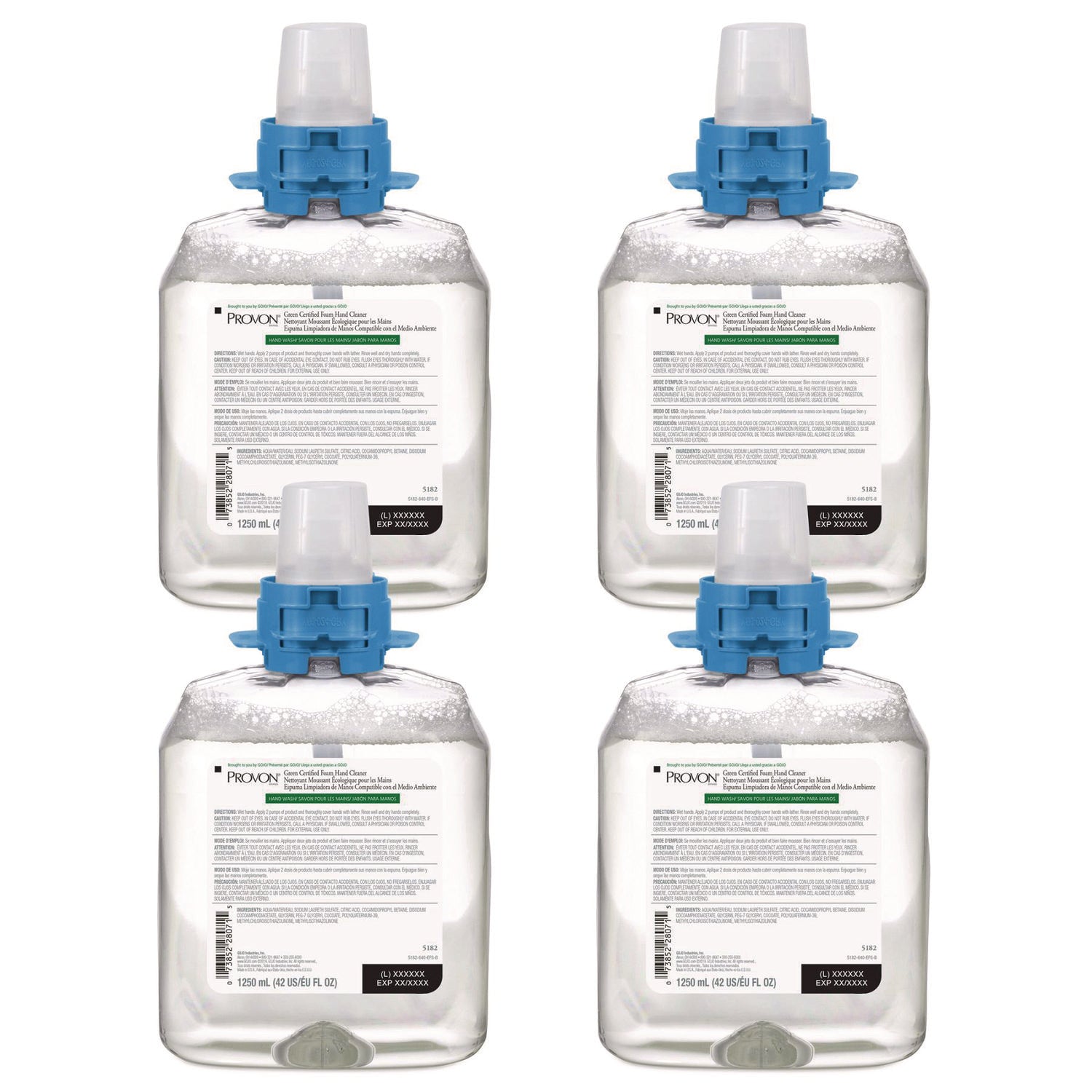 Green Certified Foam Hand Cleaner, Fragrance-Free, 1,250 mL Refill, 4/Carton