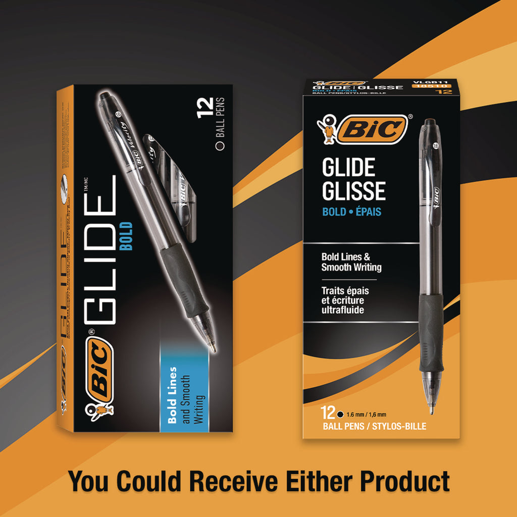GLIDE Bold Ballpoint Pen, Retractable, Bold 1.6 mm, Black Ink, Smoke Barrel, Dozen