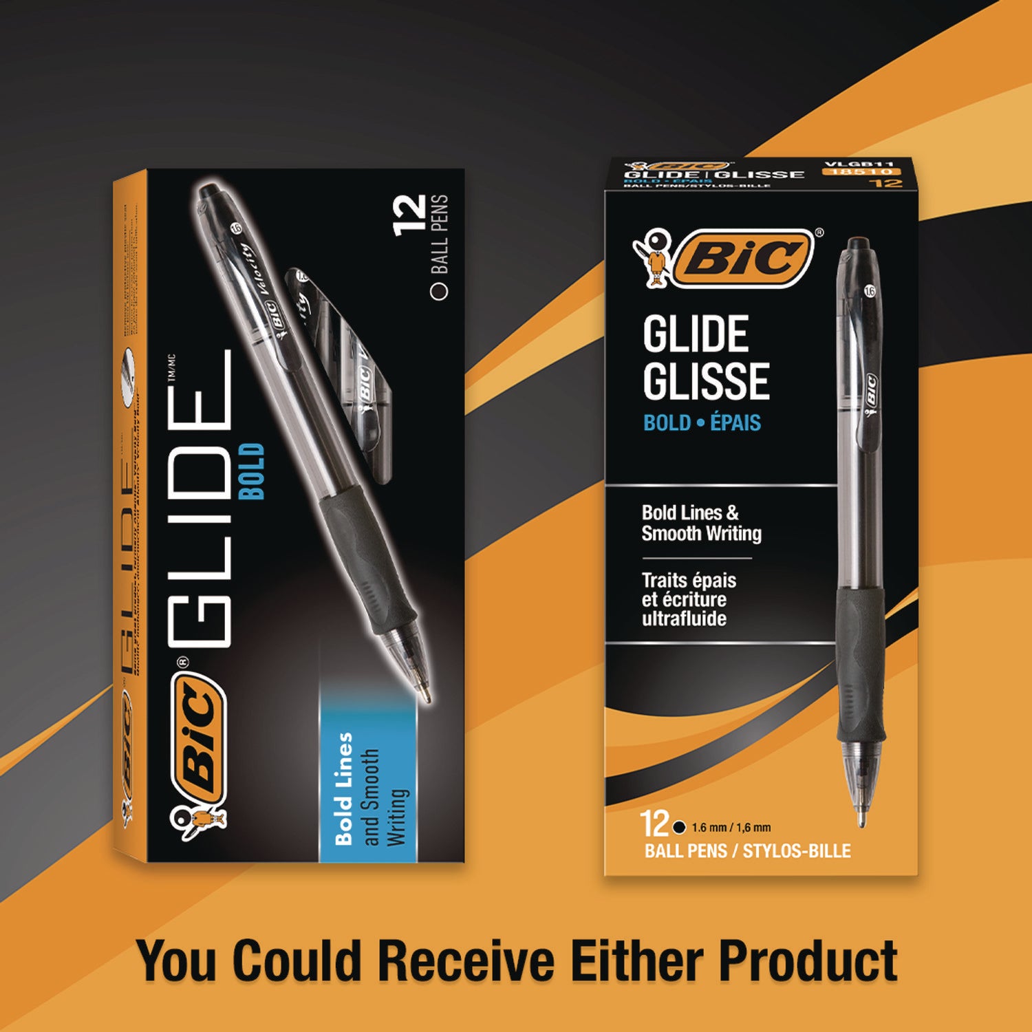 GLIDE Bold Ballpoint Pen, Retractable, Bold 1.6 mm, Black Ink, Smoke Barrel, Dozen
