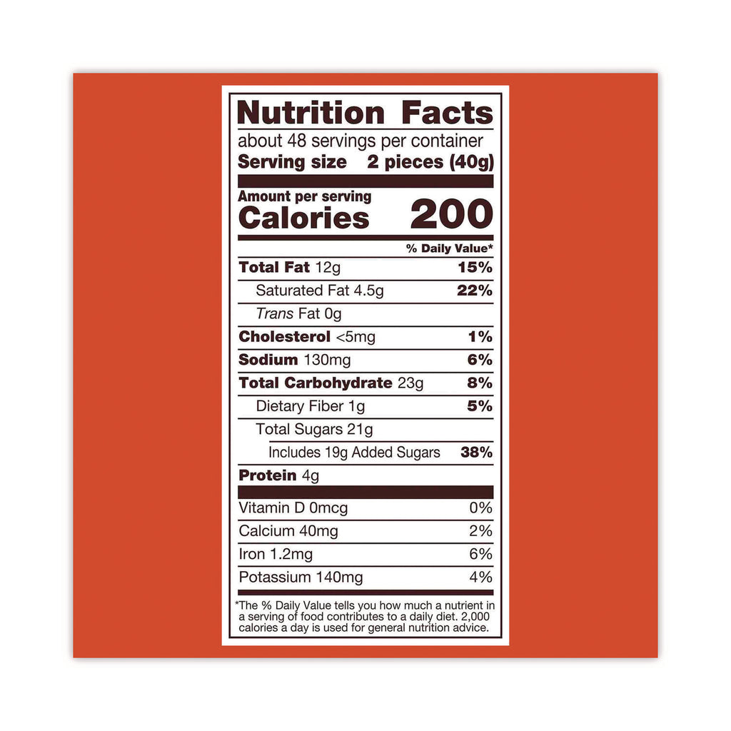 Peanut Butter Cups Bar, Full Size, 1.5 oz Bar, 2 Cups/Bar, 36 Bars/Box, Ships in 1-3 Business Days