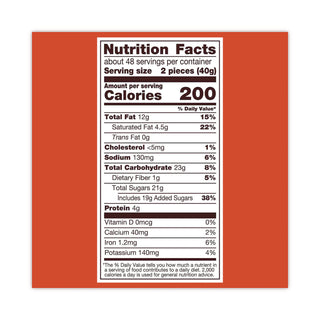 Peanut Butter Cups Bar, Full Size, 1.5 oz Bar, 2 Cups/Bar, 36 Bars/Box, Ships in 1-3 Business Days