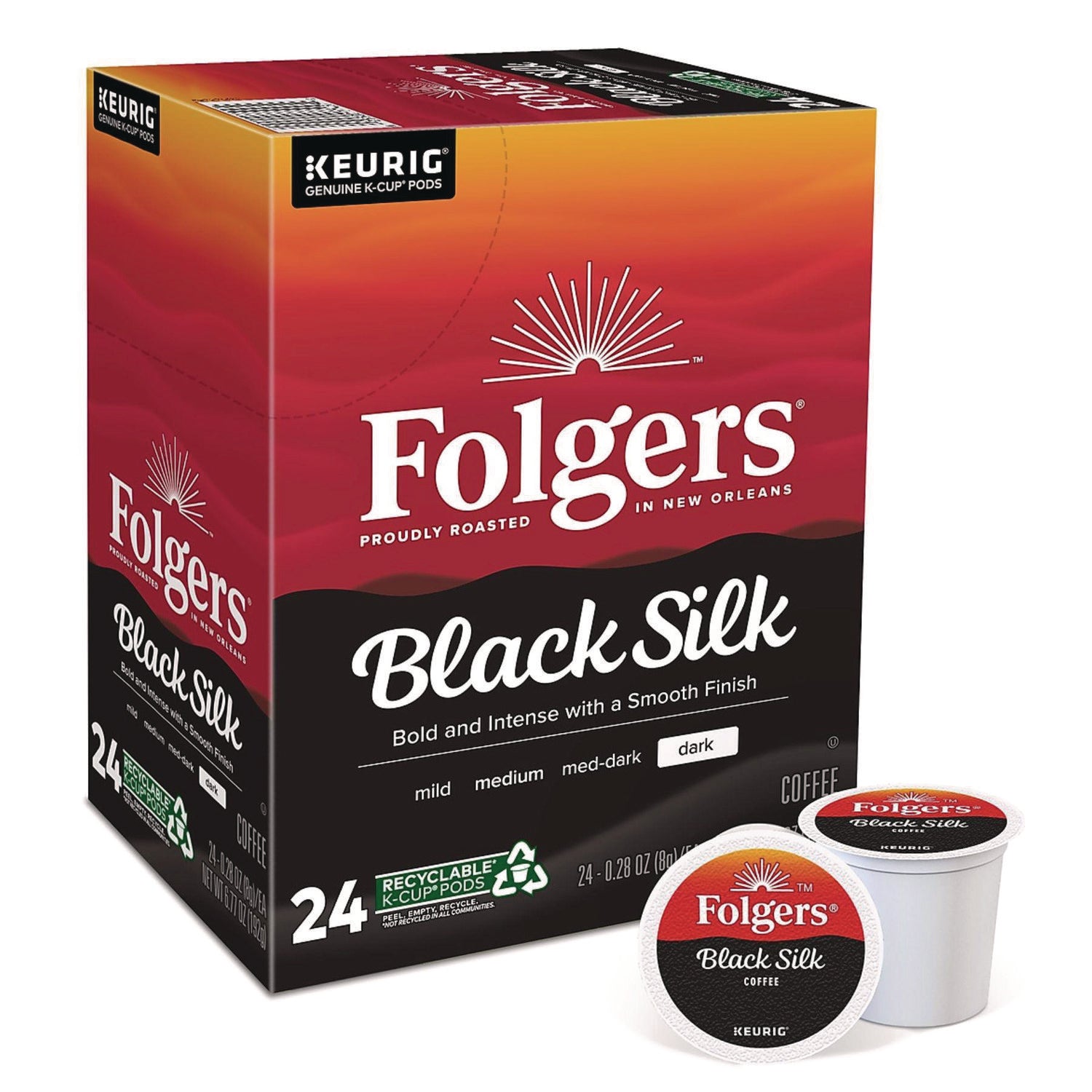 Gourmet Selections Black Silk Coffee K-Cups, 24/Box