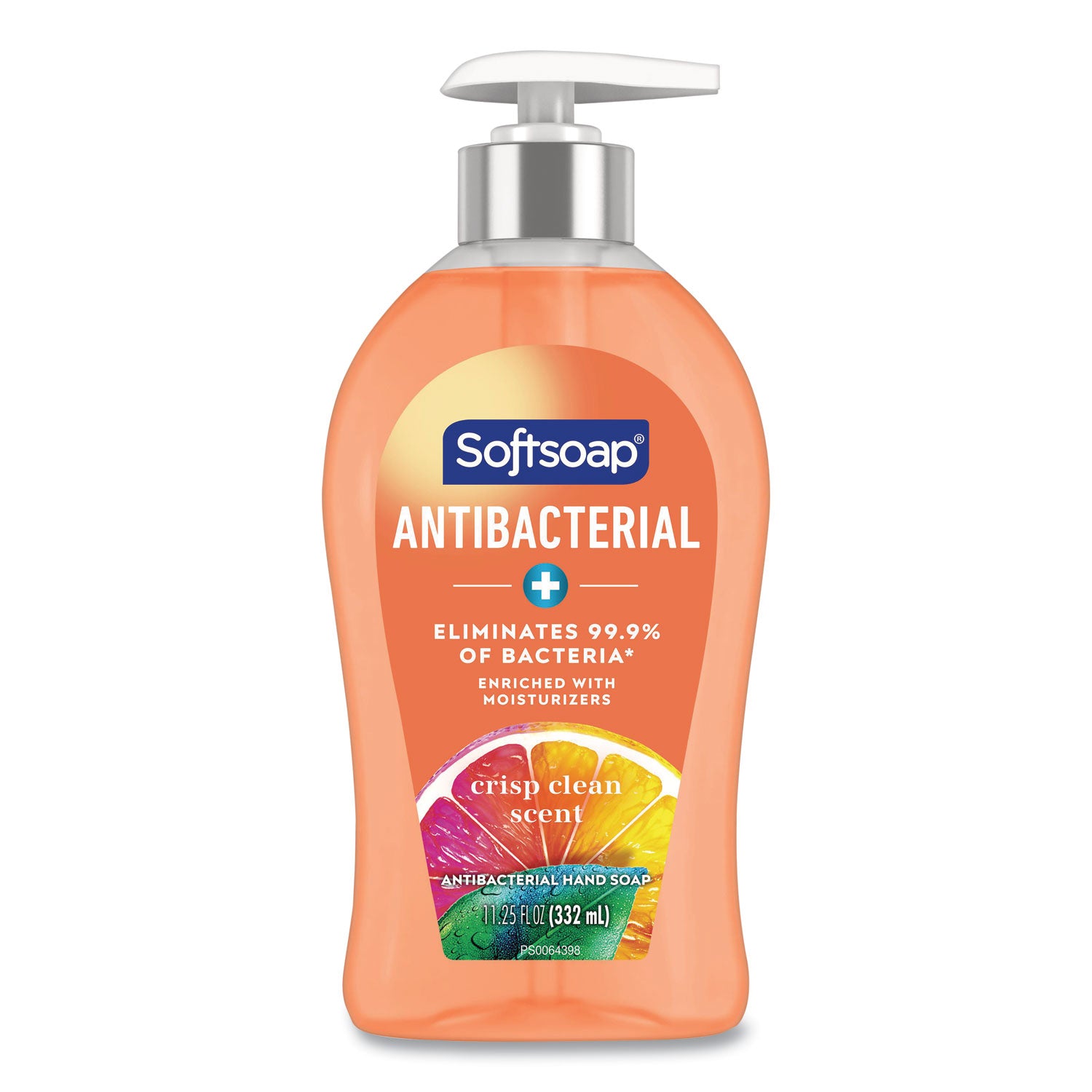 Antibacterial Hand Soap, Crisp Clean, 11.25 oz Pump Bottle, 6/Carton