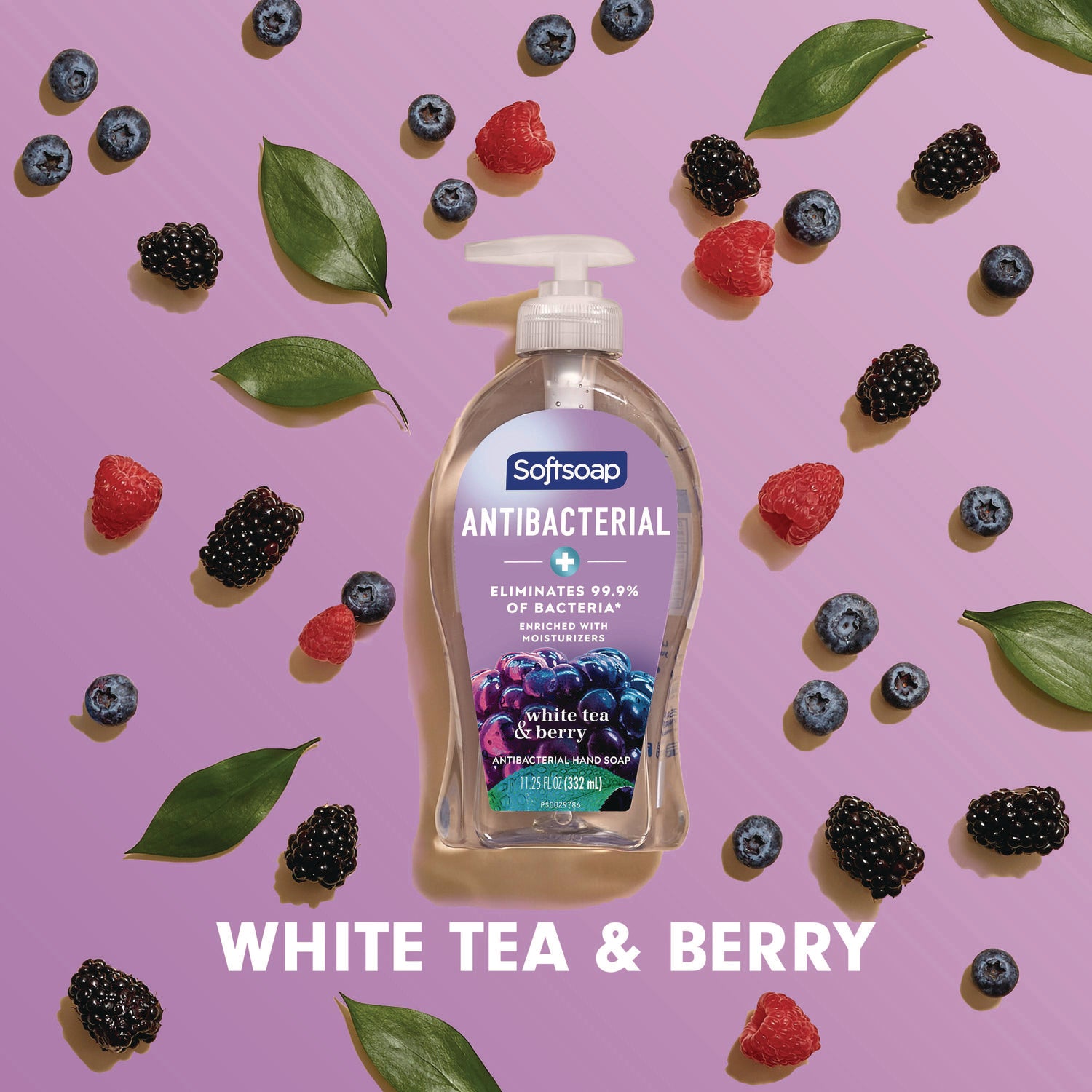 Antibacterial Hand Soap, White Tea and Berry Fusion, 11.25 oz Pump Bottle