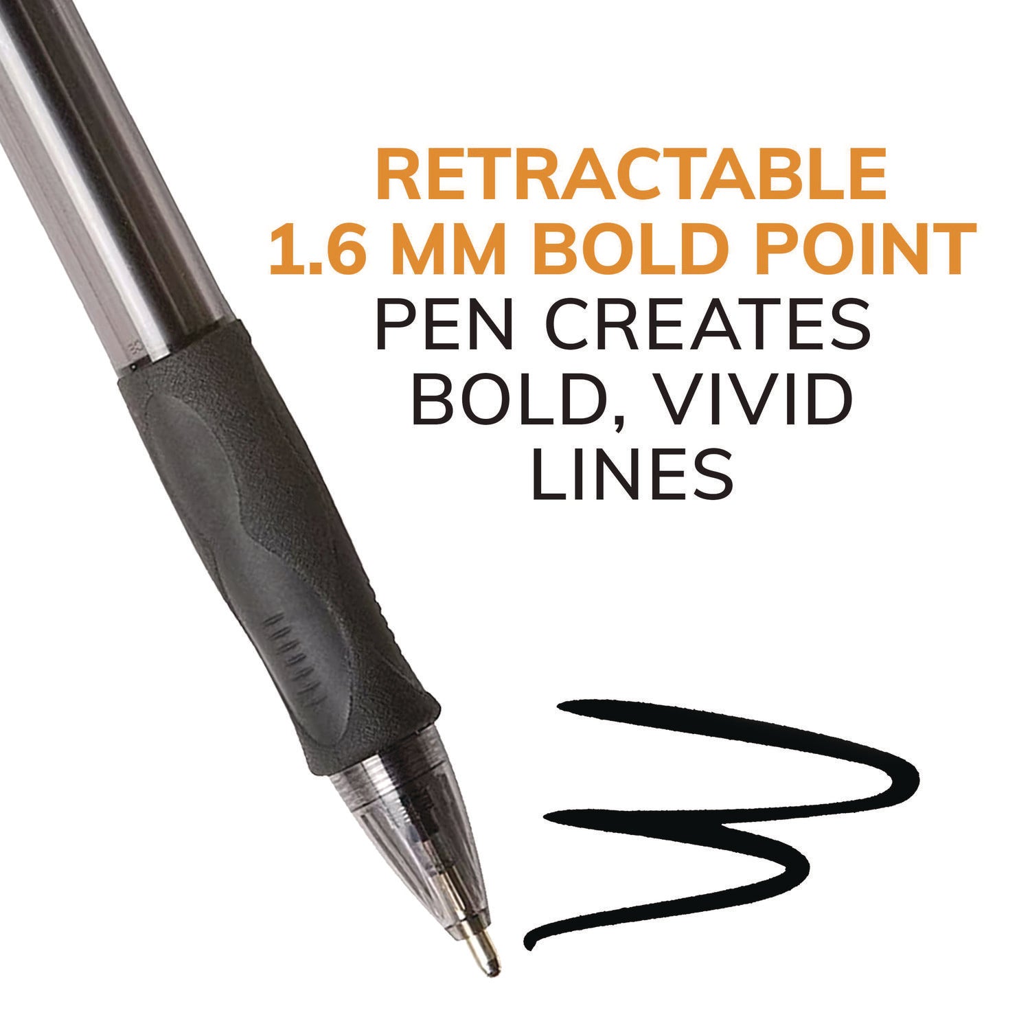 GLIDE Bold Ballpoint Pen Value Pack, Retractable, Bold 1.6 mm, Black Ink, Smoke Barrel, 36/Pack