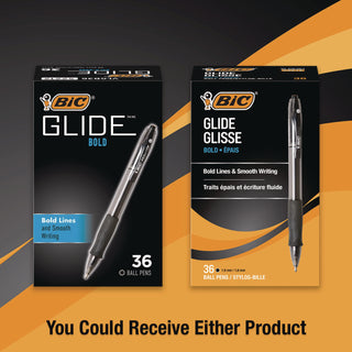 GLIDE Bold Ballpoint Pen Value Pack, Retractable, Bold 1.6 mm, Black Ink, Smoke Barrel, 36/Pack