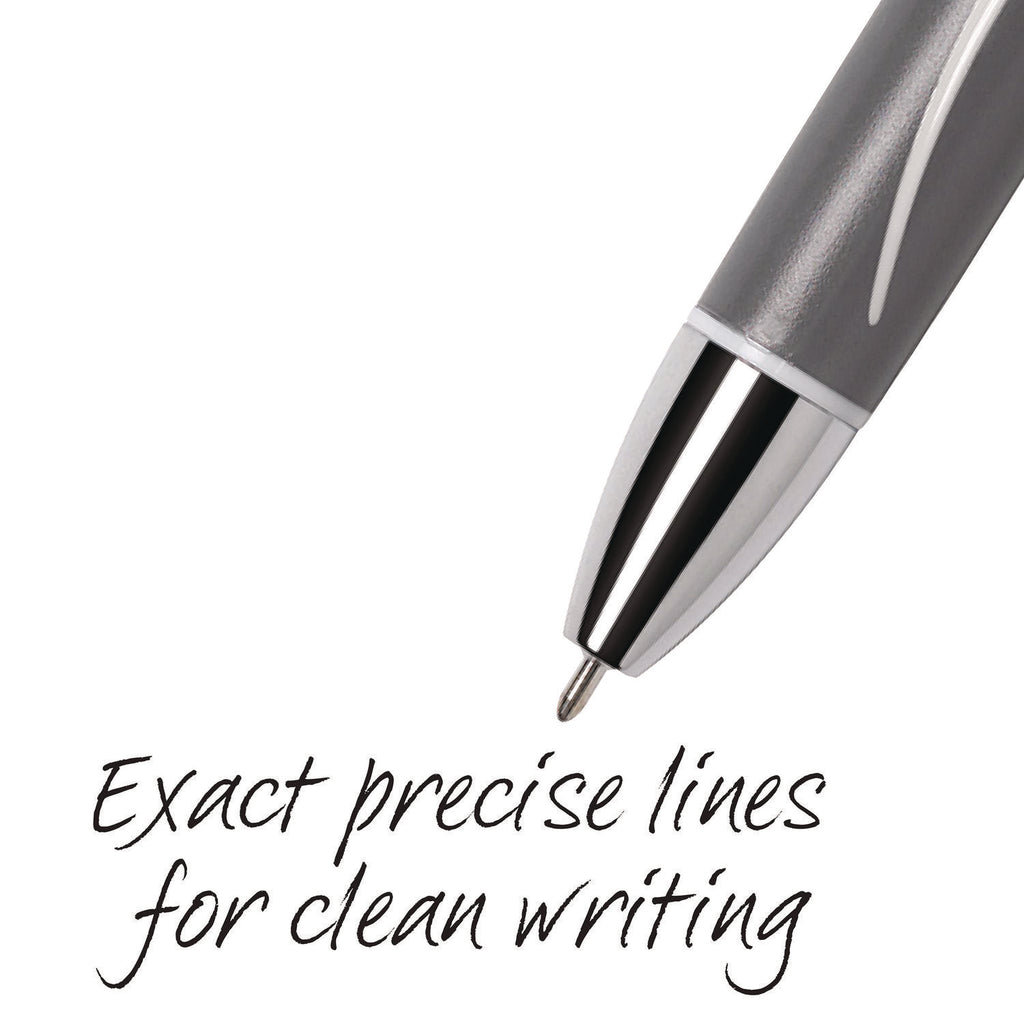 GLIDE Exact Ballpoint Pen, Retractable, Fine 0.7 mm, Black Ink, Black Barrel, Dozen