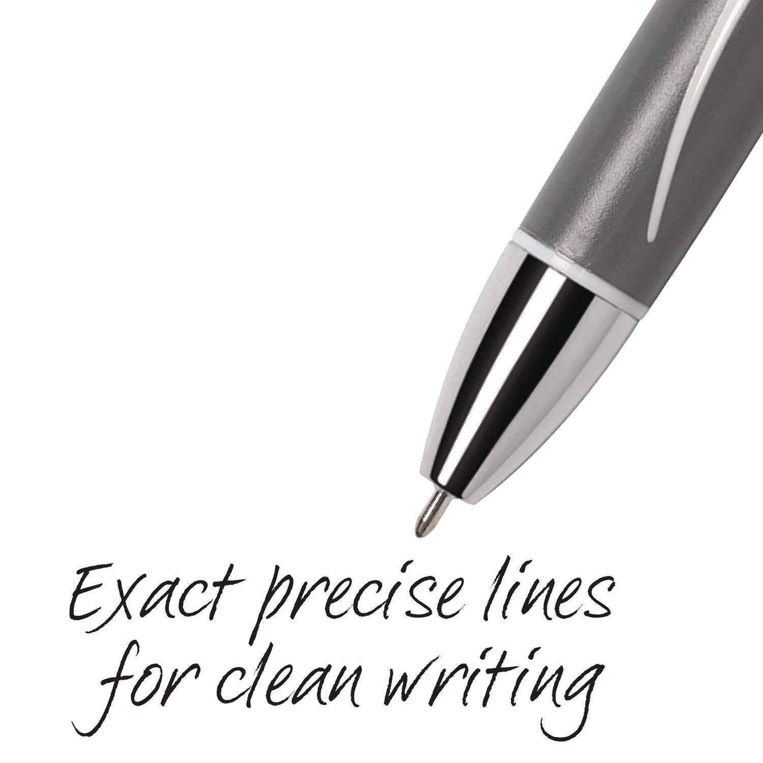 GLIDE Exact Ballpoint Pen, Retractable, Fine 0.7 mm, Black Ink, Black Barrel, Dozen