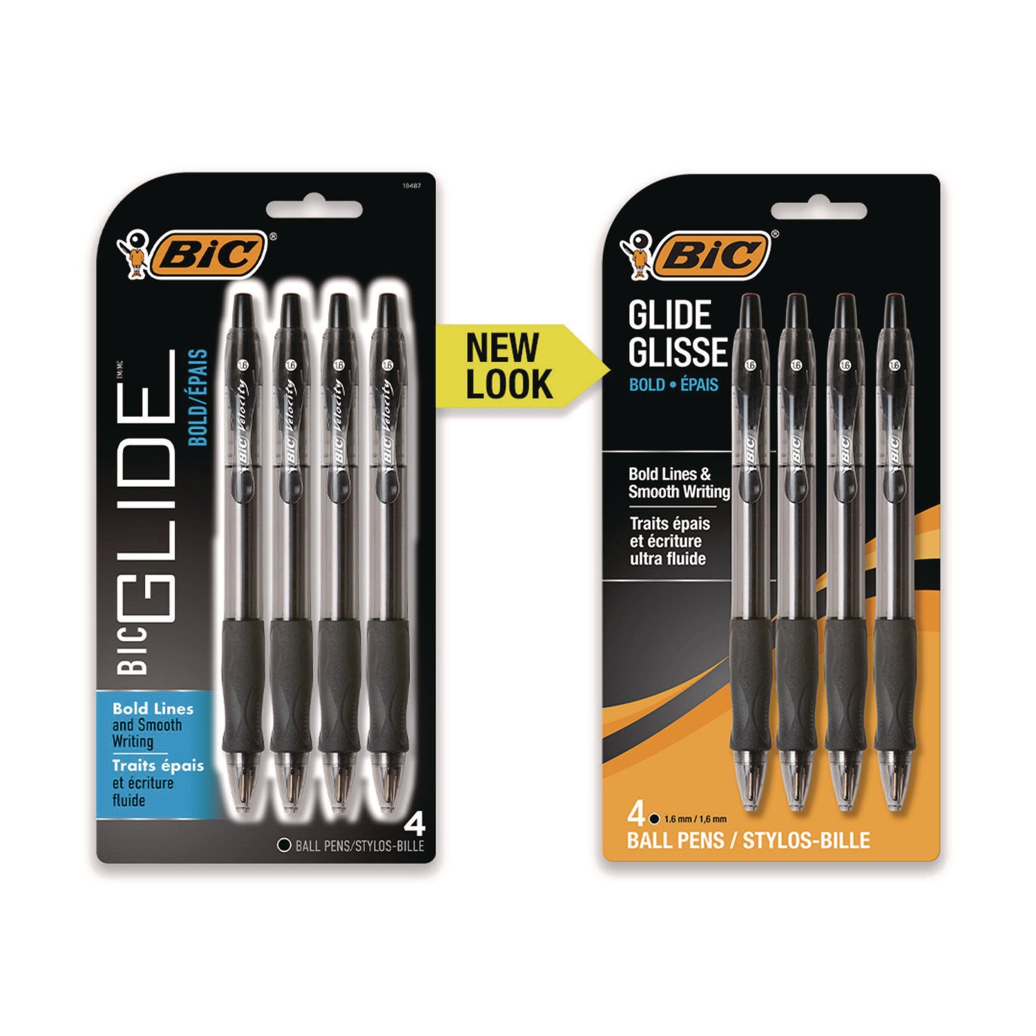 GLIDE Bold Ballpoint Pen, Retractable, Bold 1.6 mm, Black Ink, Translucent Black Barrel, 4/Pack